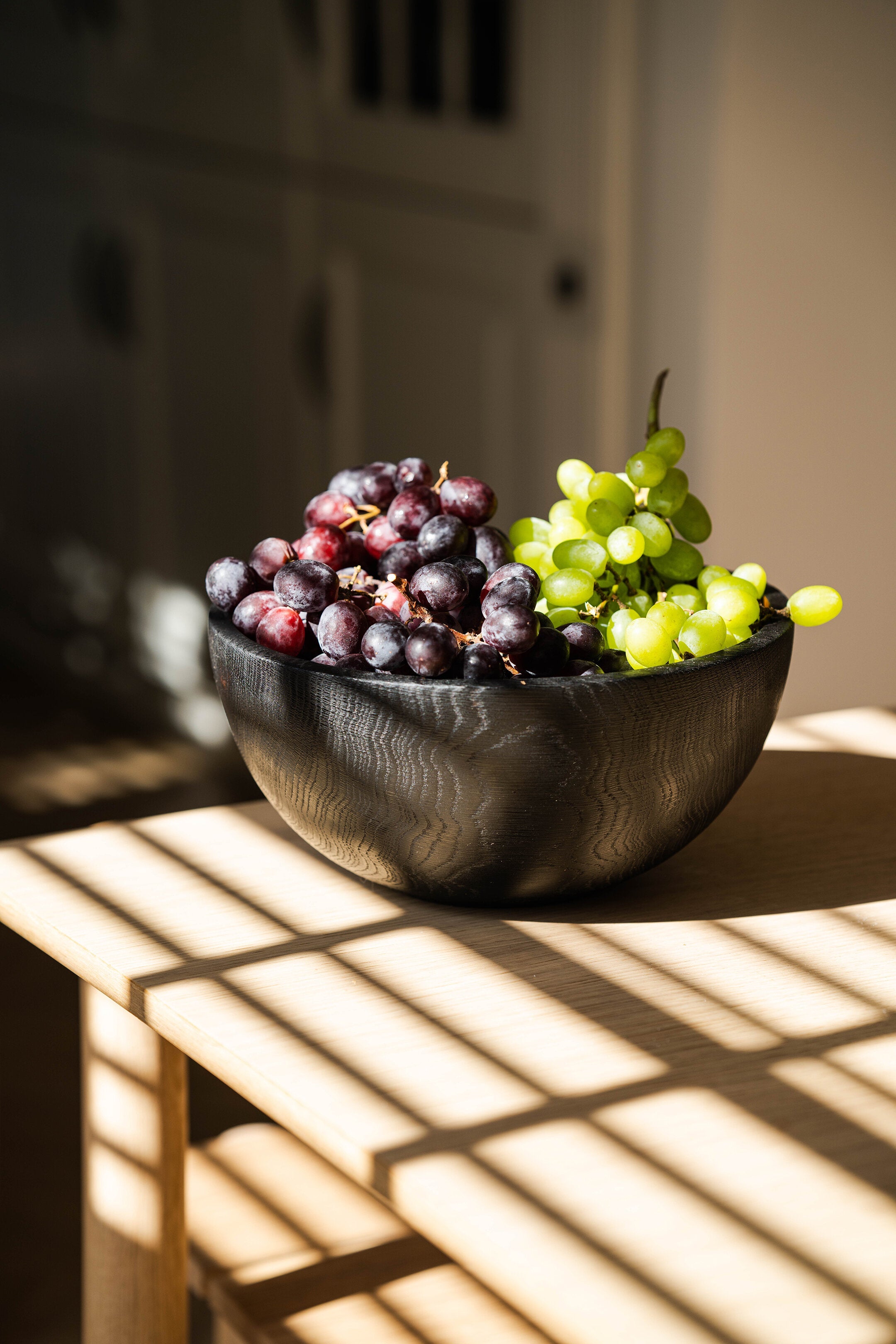 Hand Carved Large Half Charred Wooden Bowl