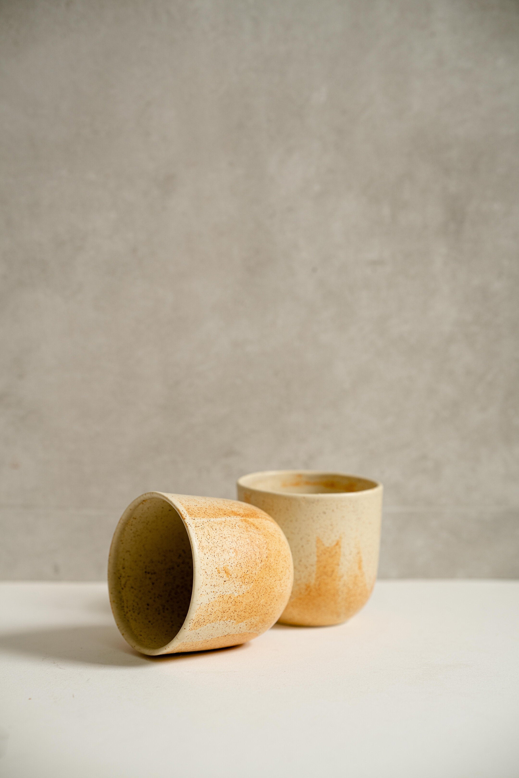 Beige Stoneware Coffee Tumbler