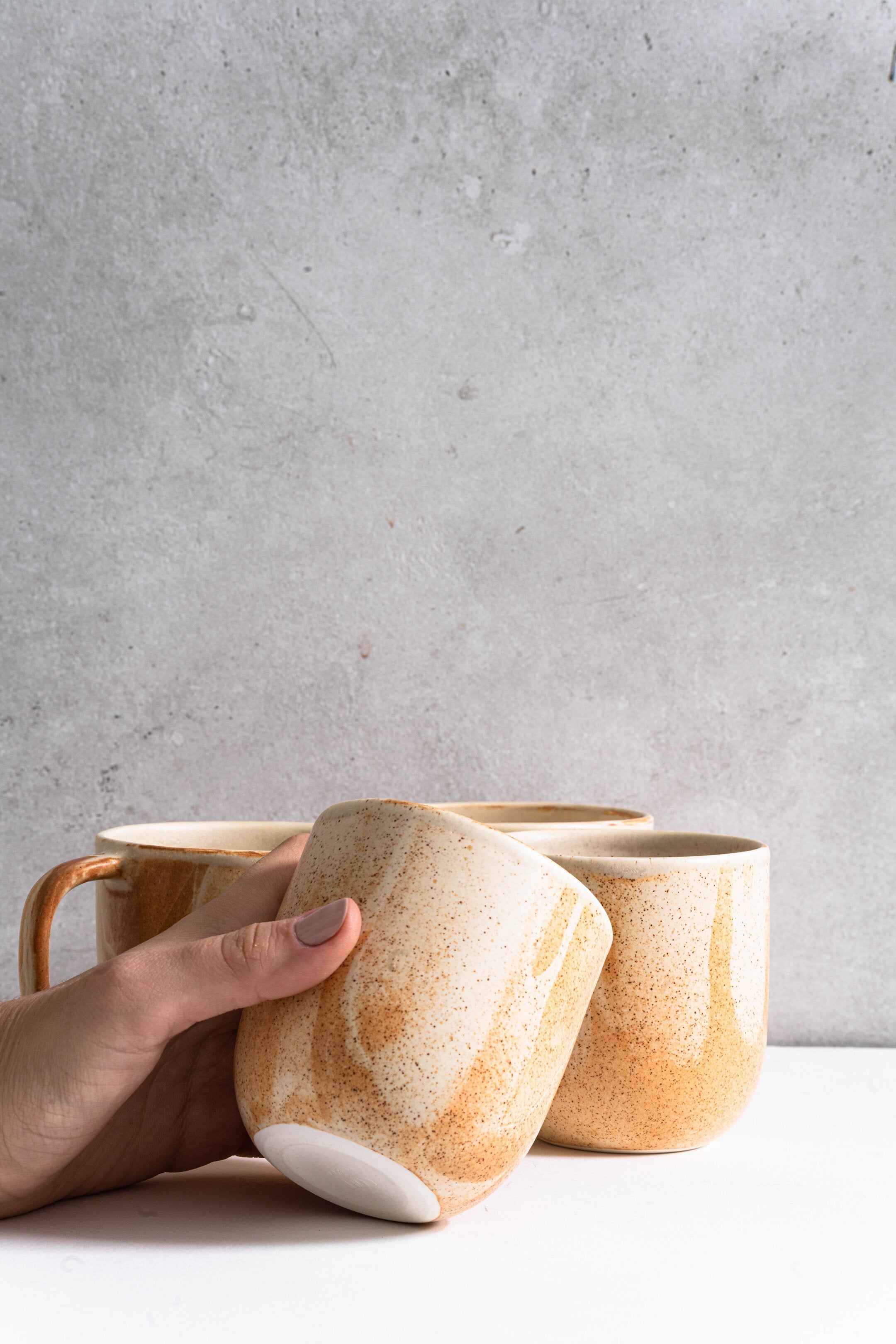 Stoneware Beige Coffee Cup