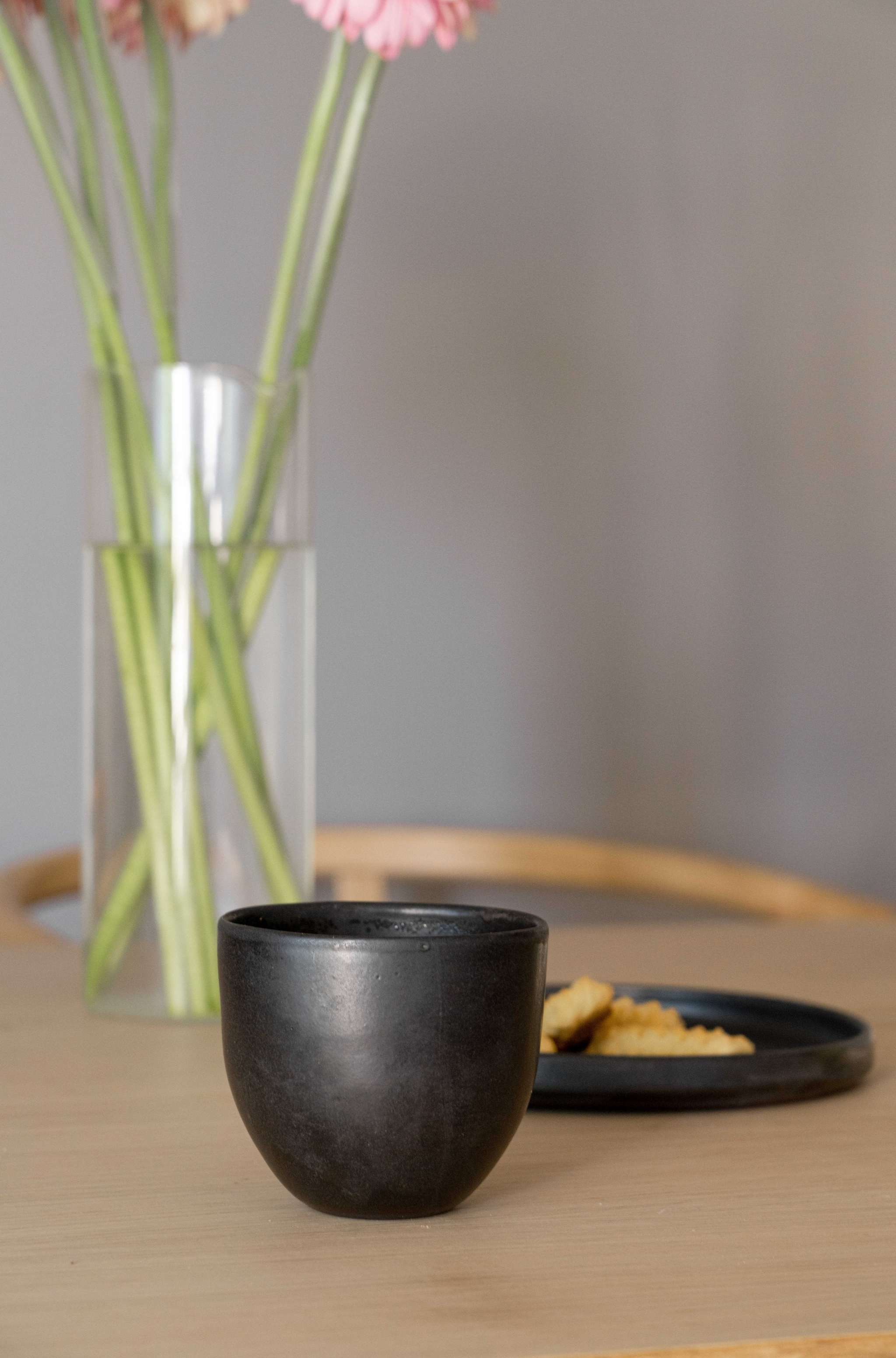 Hand Made Coffee Cup - Black Matte Stoneware
