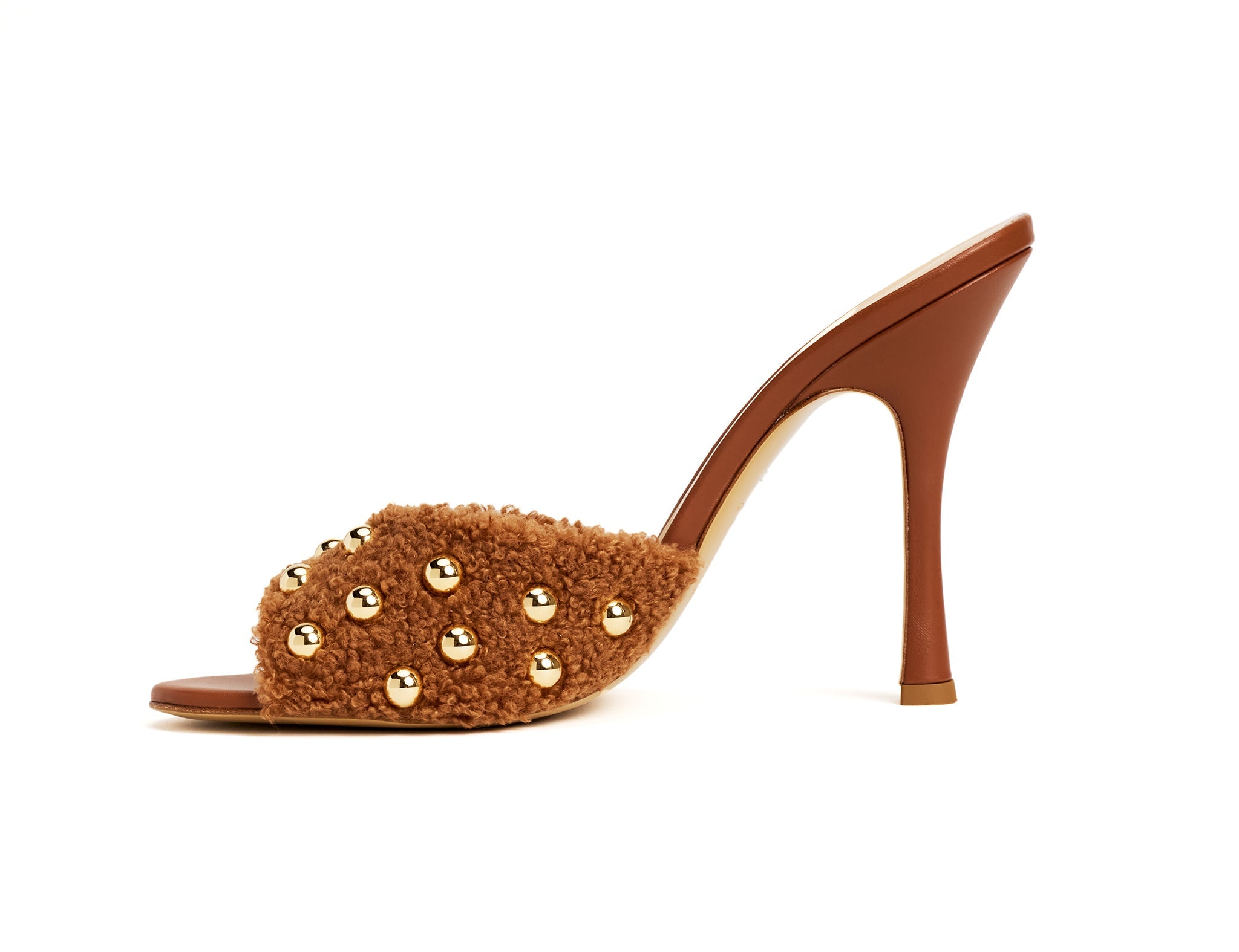 Chestnut Shearling Mule – Handmade Italian Sandal