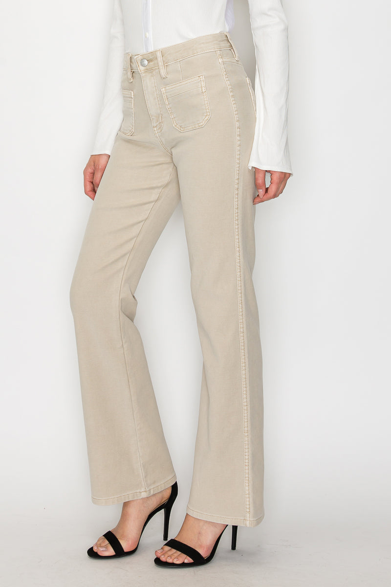 HIGH RISE GARMENT DYED BOOTCUT