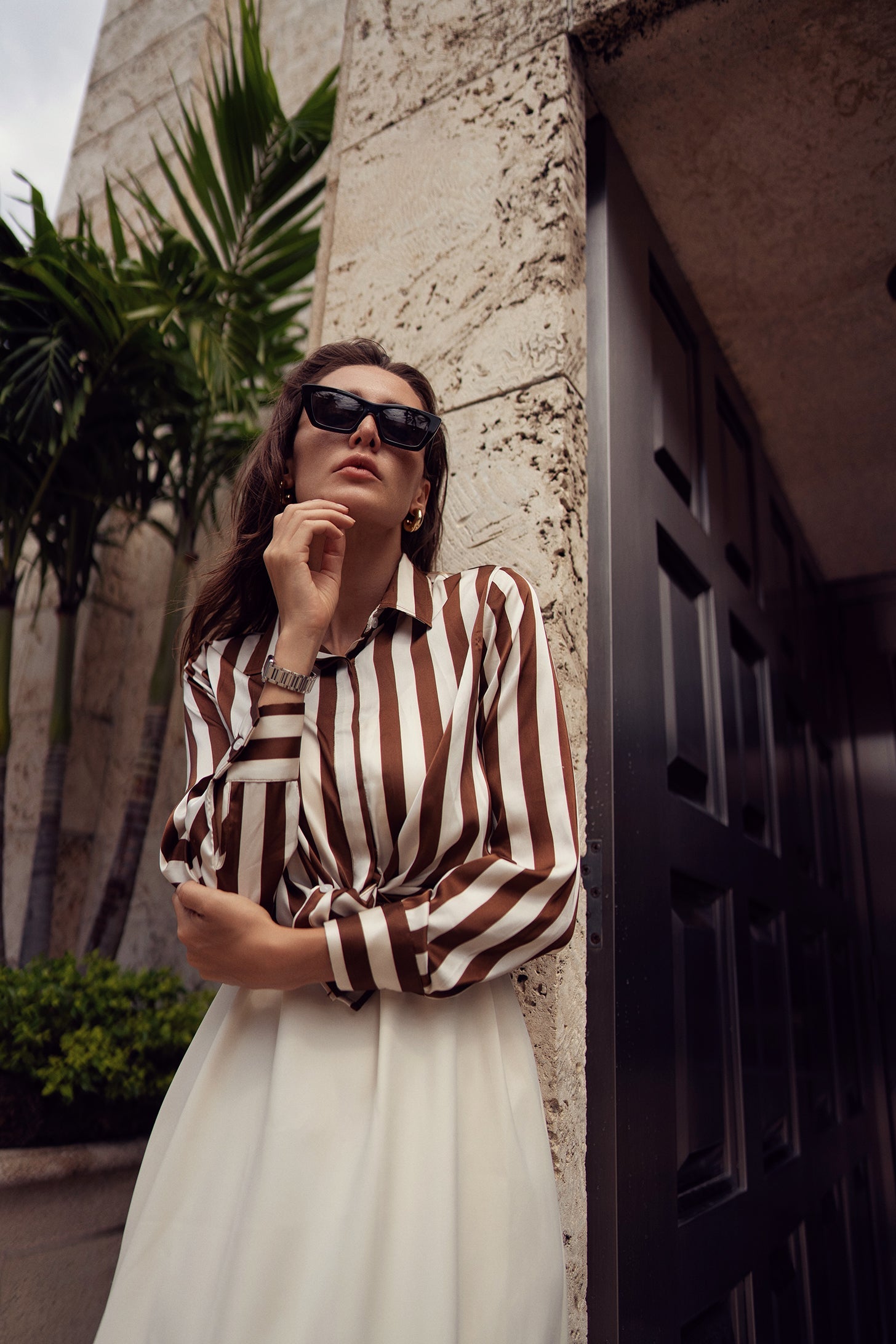 STRIPED SILKY BLOUSE
