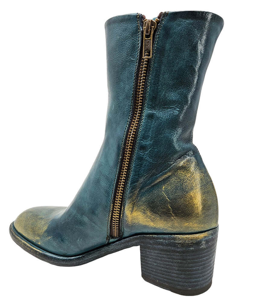 Teal Hand Rubbed Ankle Boot