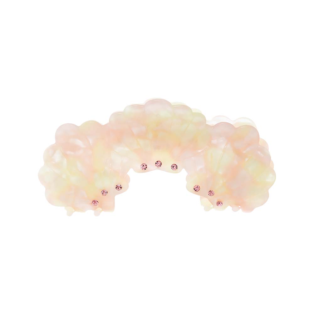 Light Pink Rhinestone Embellished Triple Shell Curved Claw Clip - Adina's Jewels