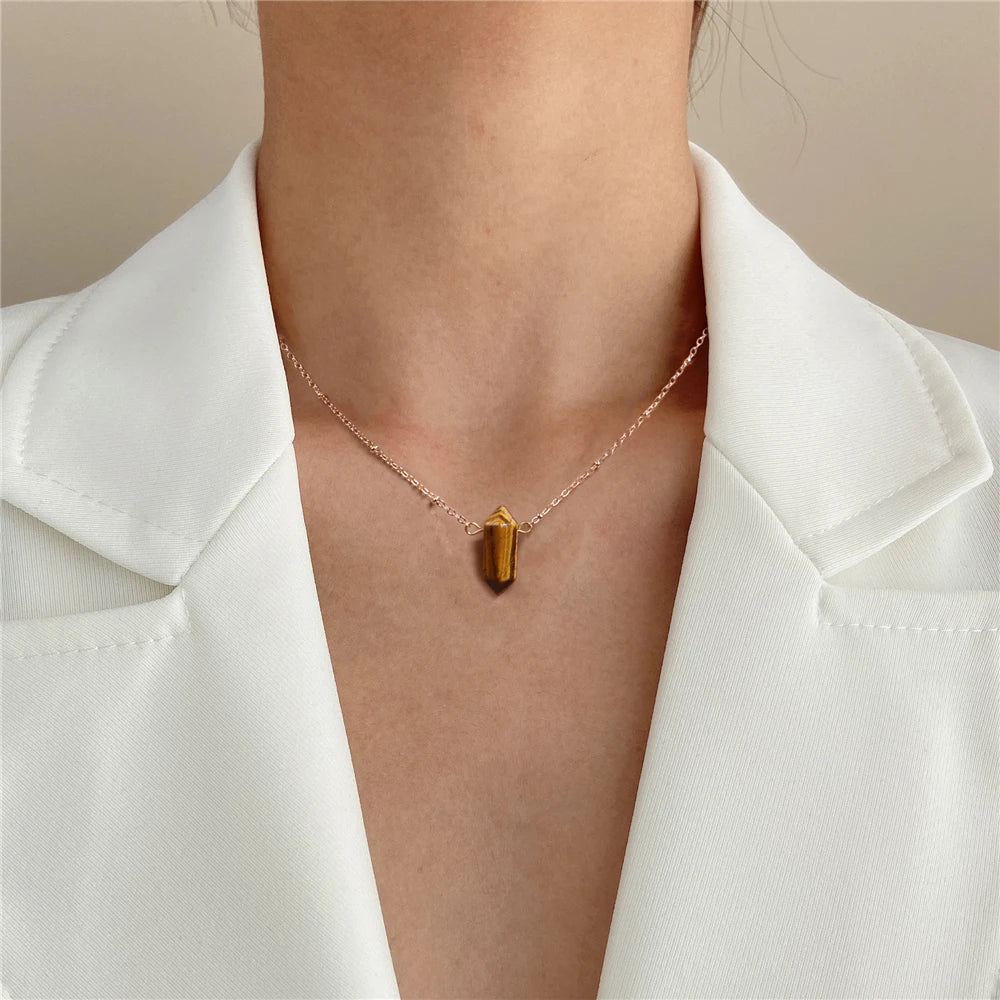 Crystal Hexagon Gold Necklaces