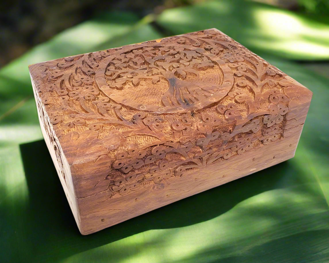 Roots and Reverence – Tree of Life Wooden Keepsake Box (5" x 7") by OMSutra