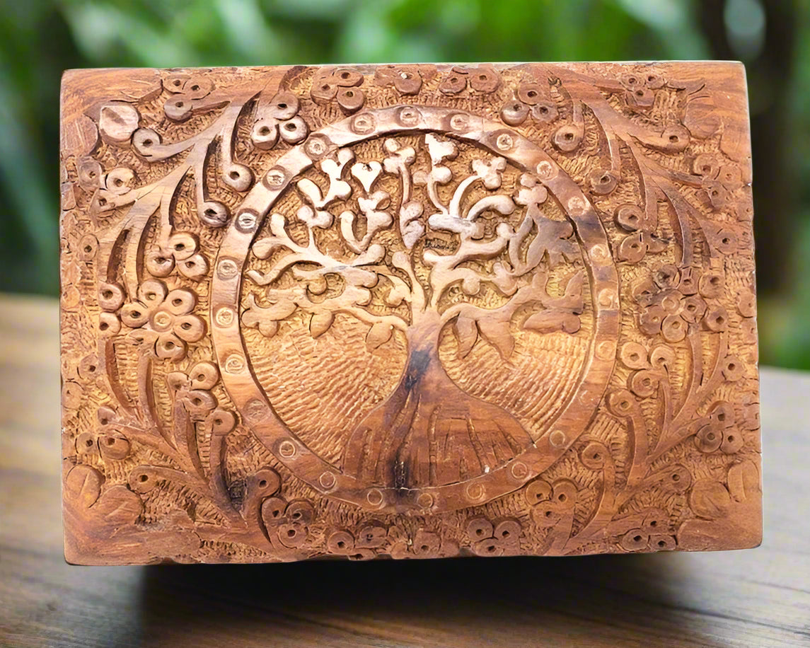 Roots and Reverence – Tree of Life Wooden Keepsake Box (5" x 7") by OMSutra