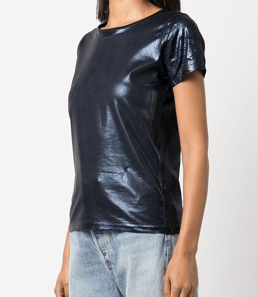 Metallic Coated Cotton T-Shirt