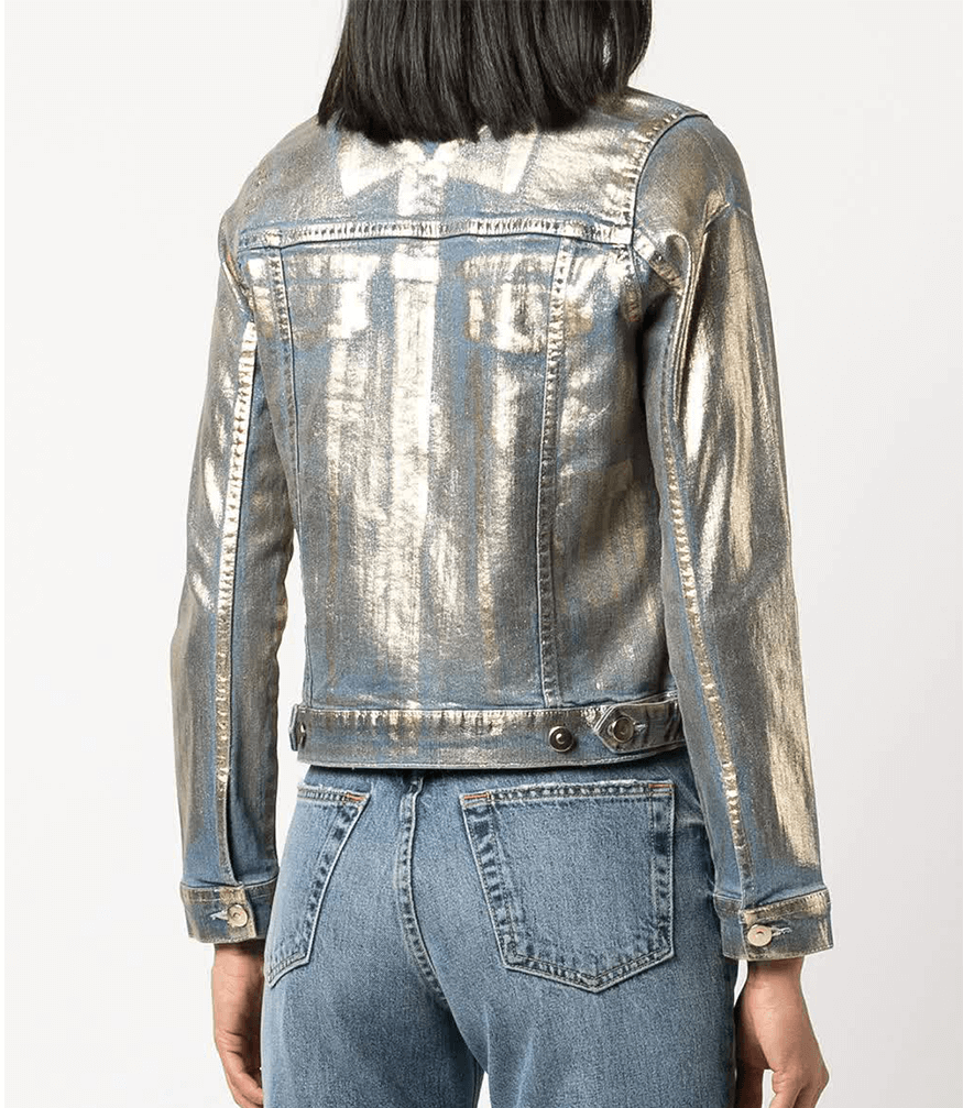 Gold/Light Denim Metallic Jean Jacket