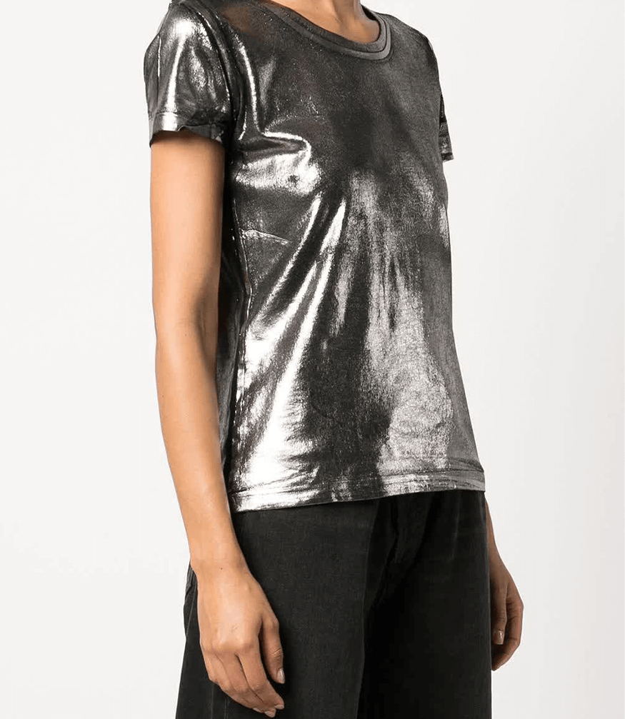 Metallic Coated Cotton T-Shirt