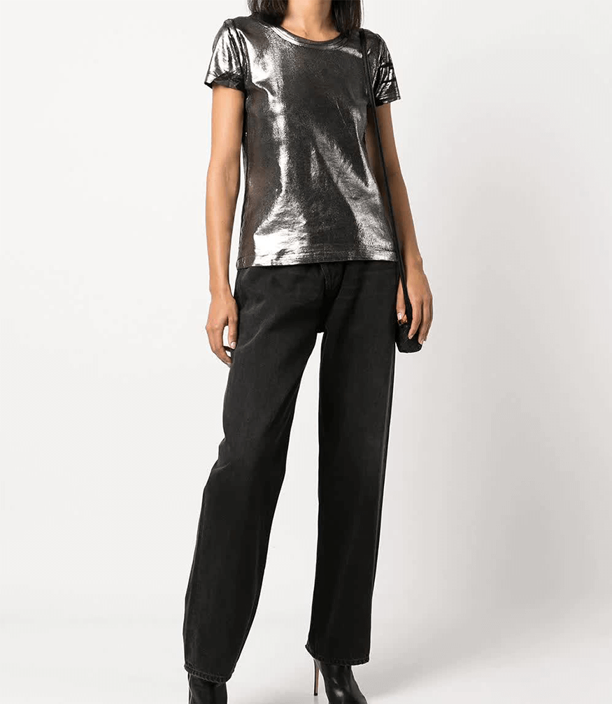 Metallic Coated Cotton T-Shirt