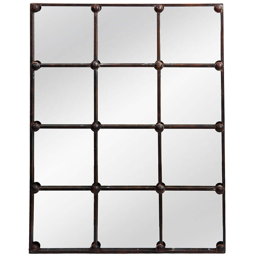 Vintage Industrial Grid Wall Mirror
