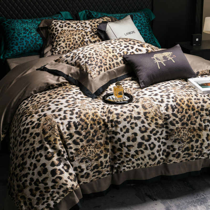 Vintage Leopard Egyptian Cotton 4-Piece Bedding Set | 3CARATS
