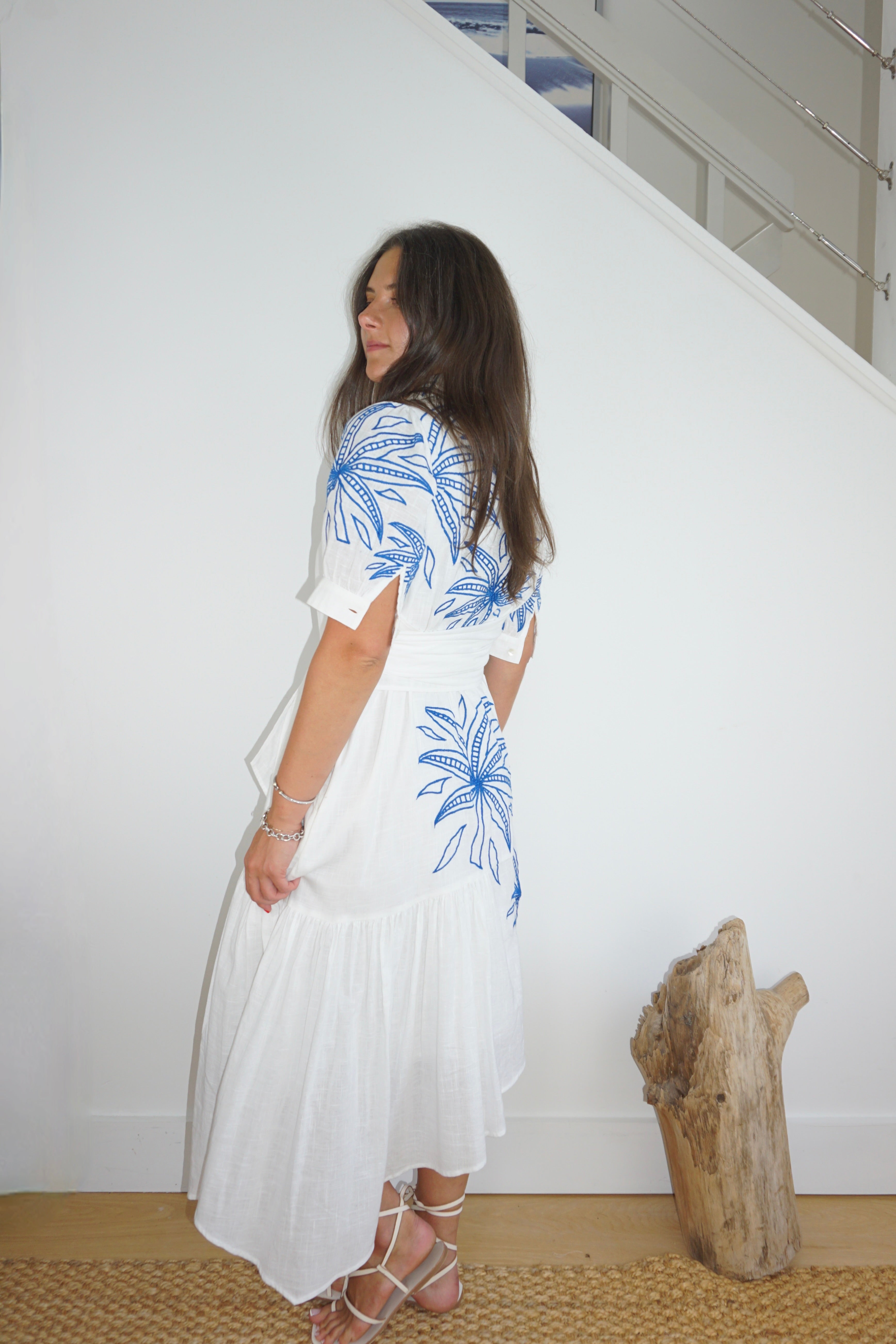 Viola Dress in Blue Abs Palms