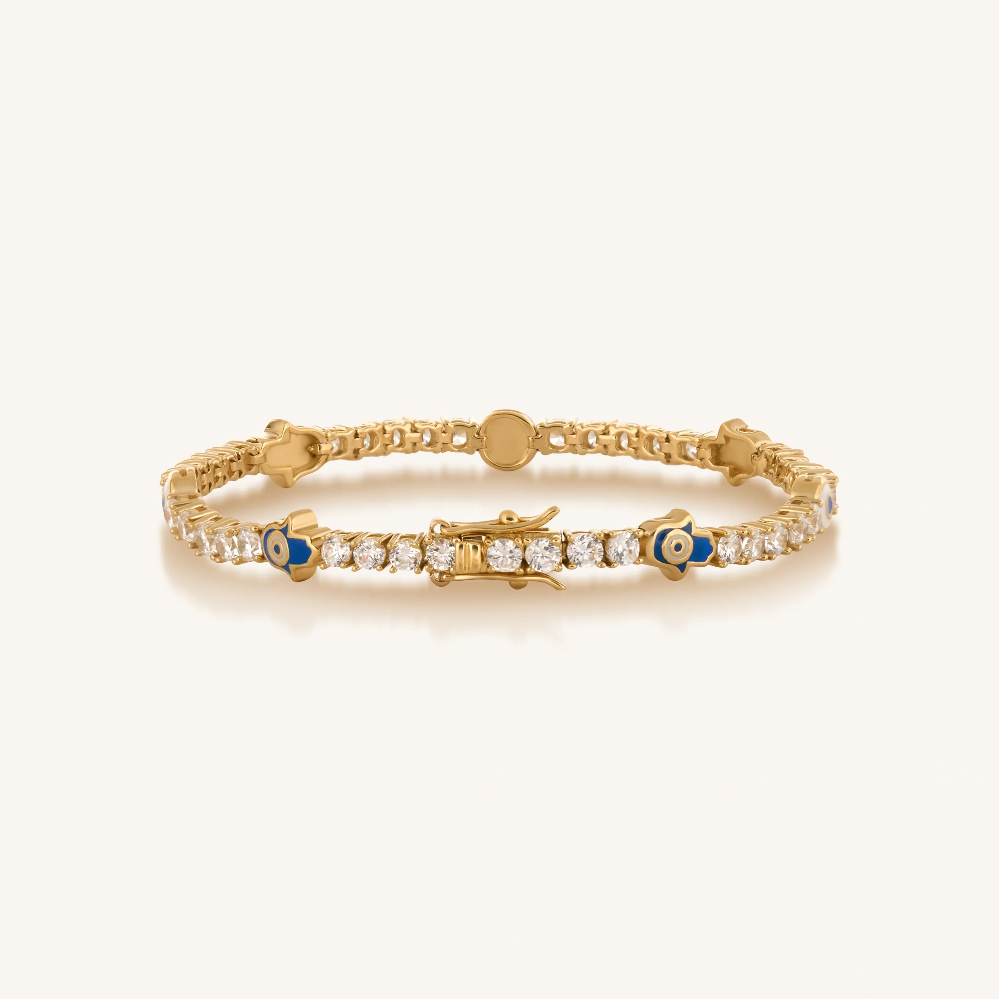 Warden of Peace Gold Evil Eye & Hamsa Tennis Bracelet