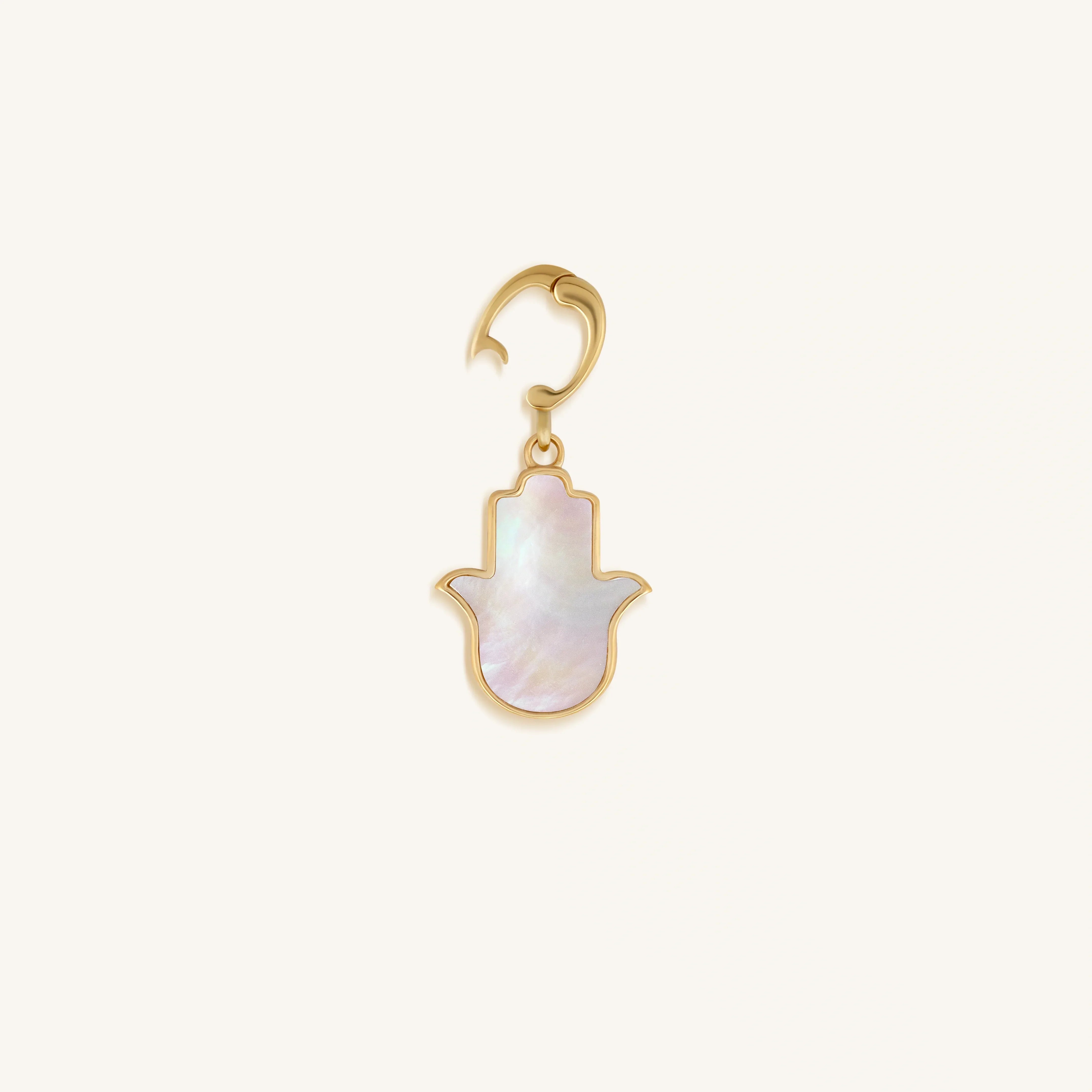 Effortless Manifestation Hamsa Mother of Pearl Engravable Charm