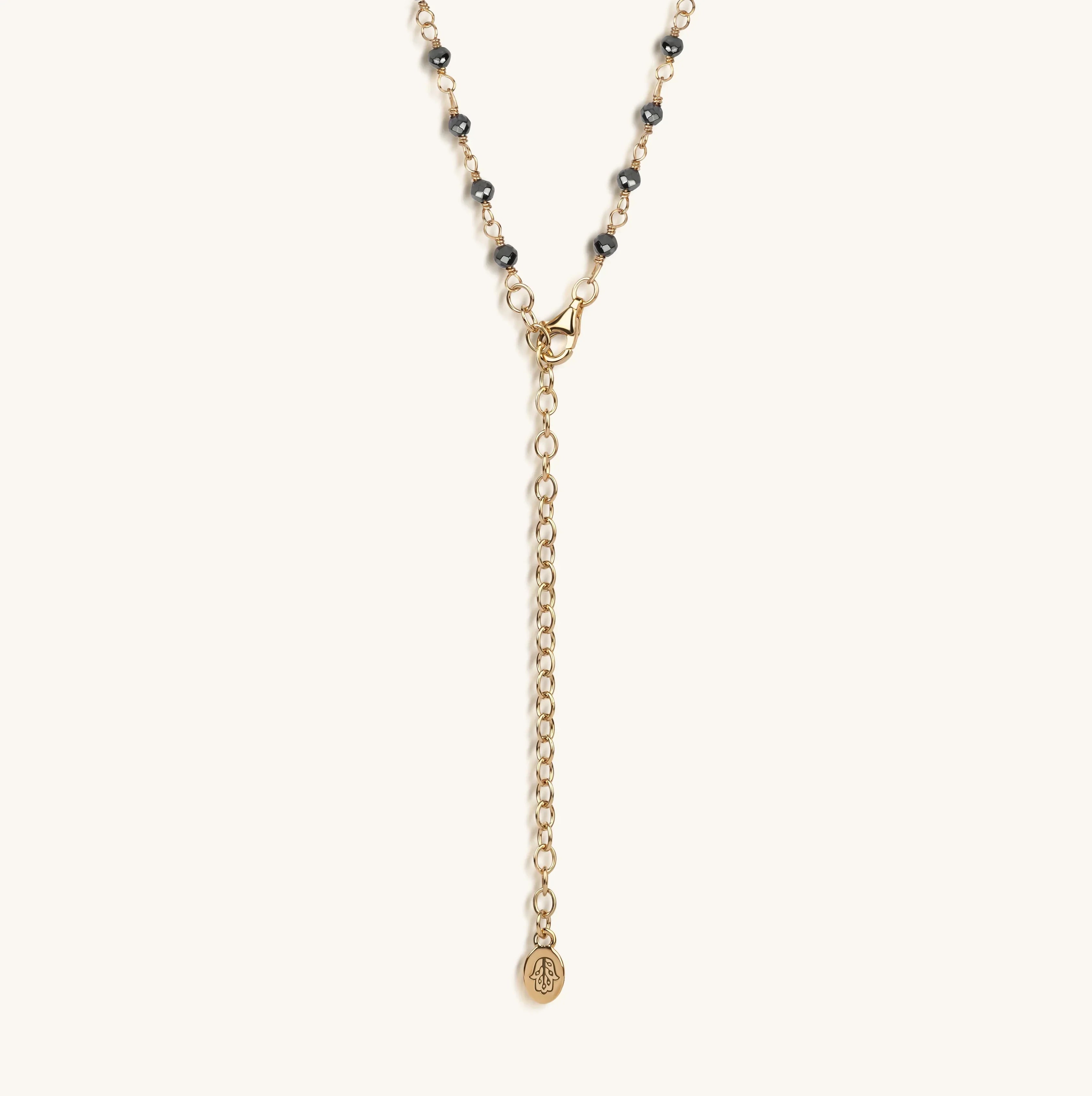 Unwavering Faith Cross - Hematite Rosary Necklace