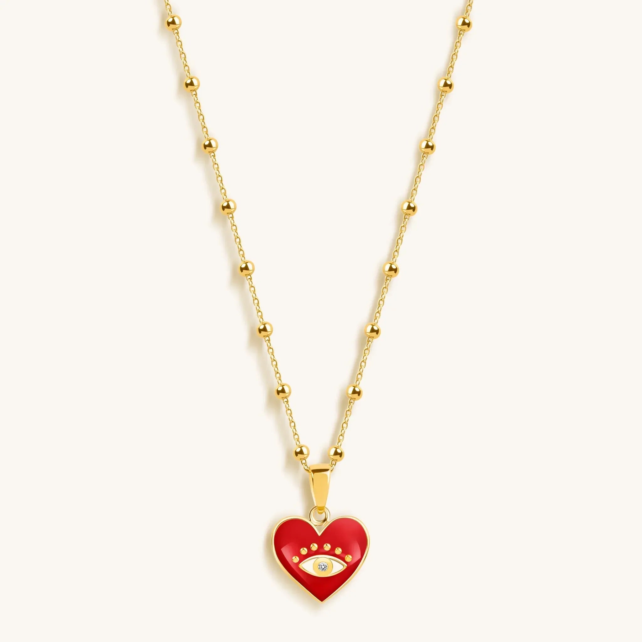 Steadfast Loyalty - Evil Eye Diamond Heart Charm Necklace