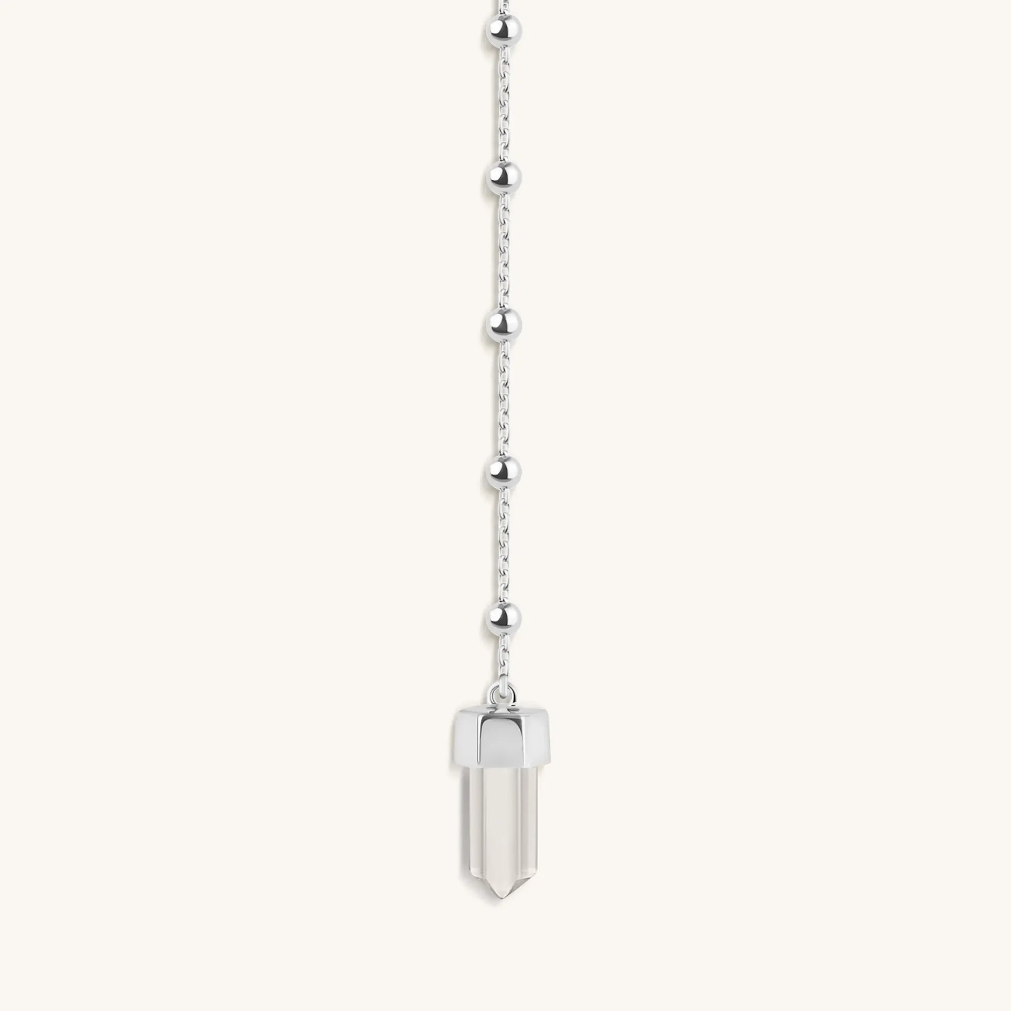 Clear Mind - Crystal Quartz Silver Evil Eye Necklace