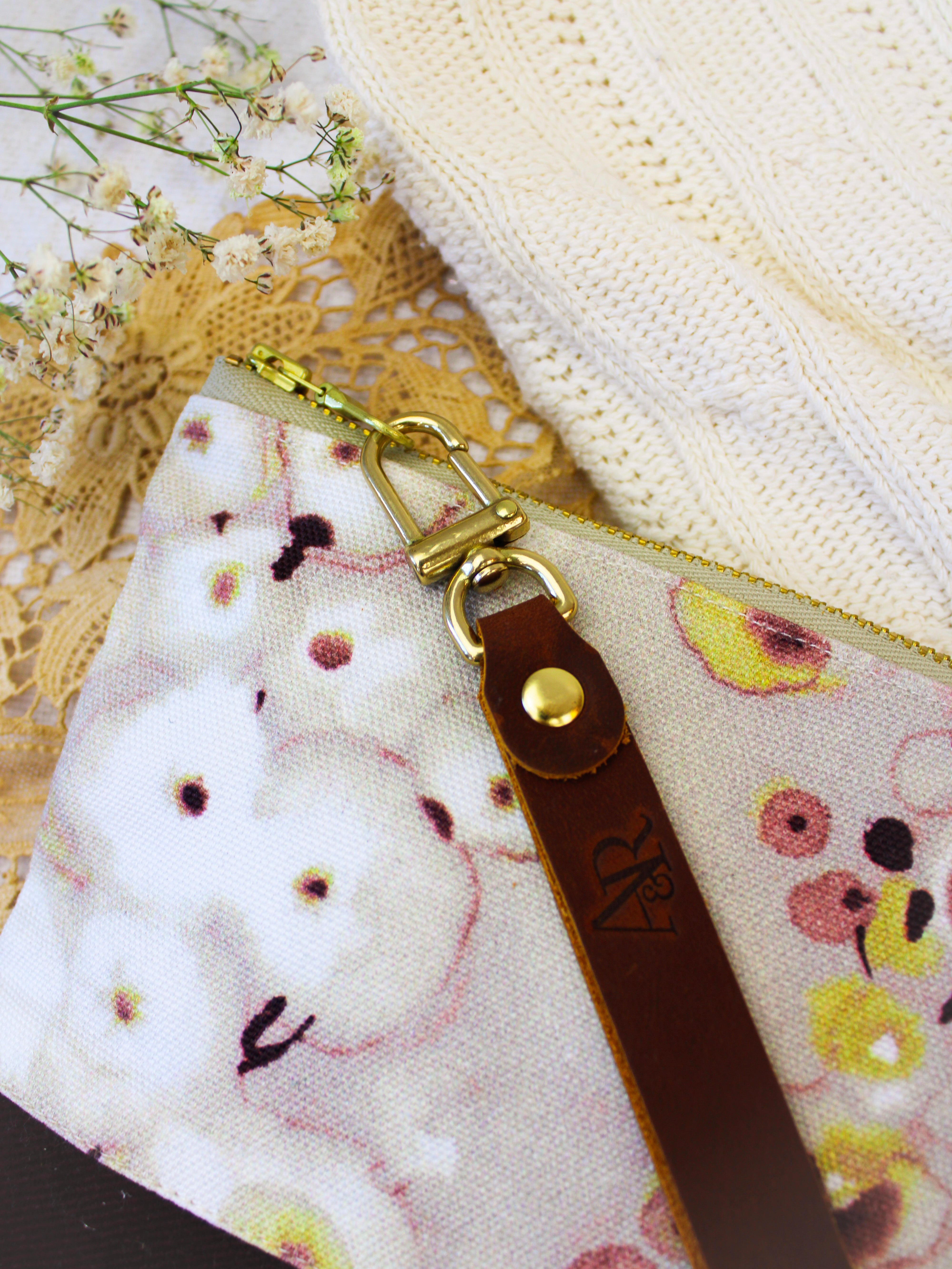 Watercolor Pansies Wristlet Purse