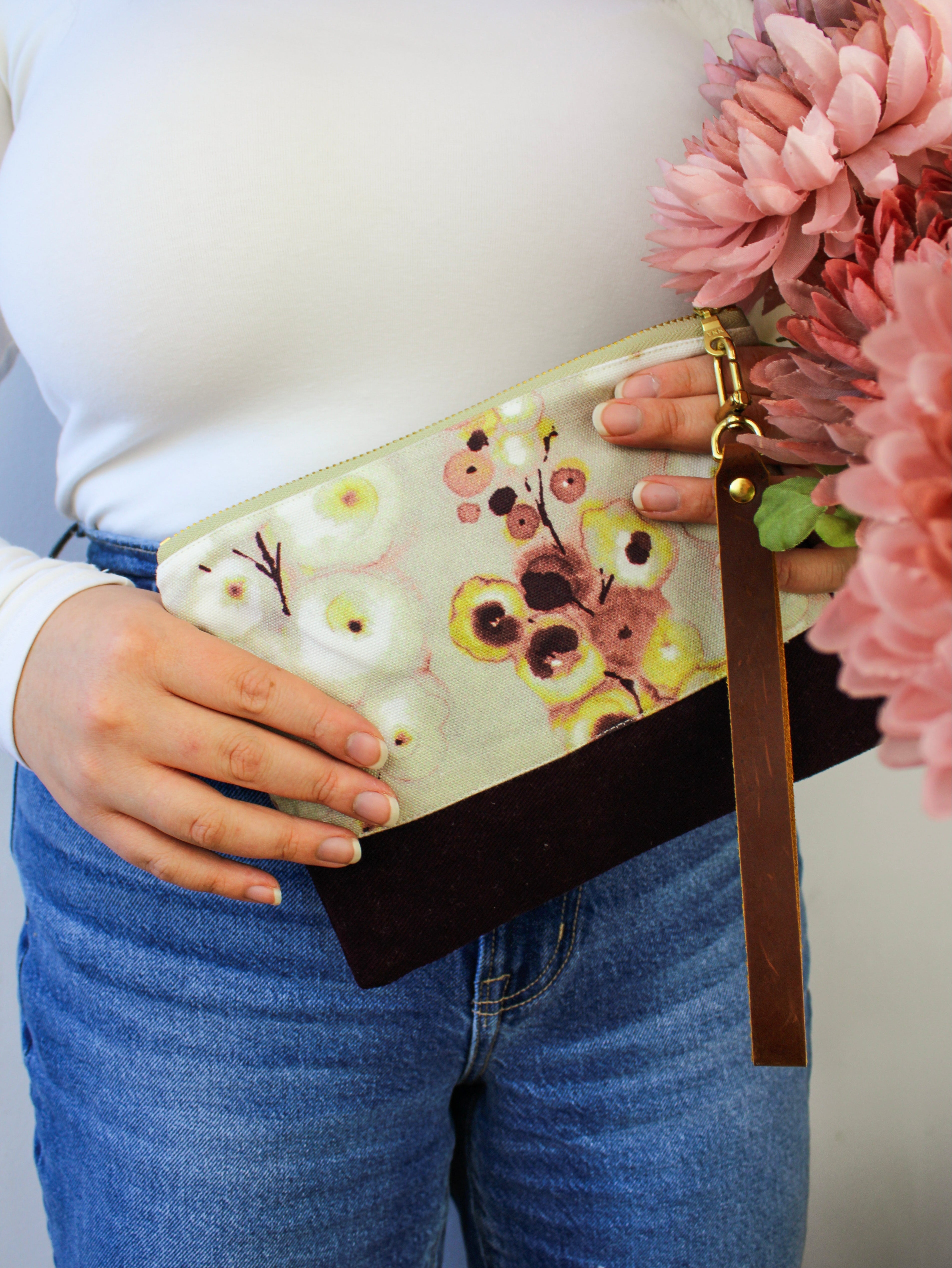 Watercolor Pansies Wristlet Purse