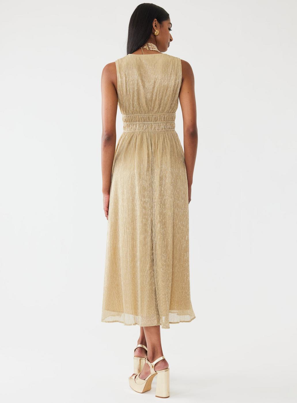 Estelle Dress - Gold Shimmer Crinkle