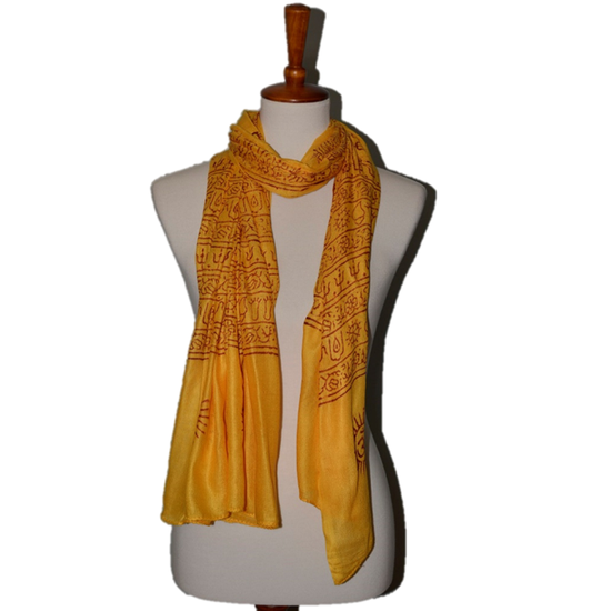 OM Hand Block Bhakti Yoga Prayer Sanskrit Hindu Mantra Shawl by OMSutra