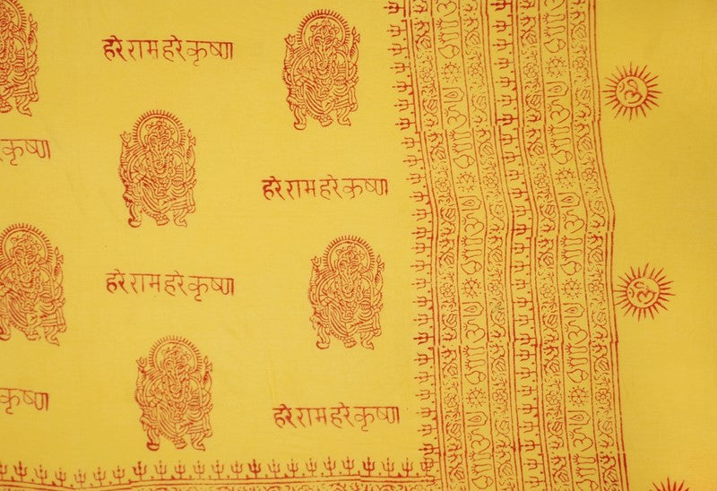 OM Hand Block Bhakti Yoga Prayer Sanskrit Hindu Mantra Shawl by OMSutra