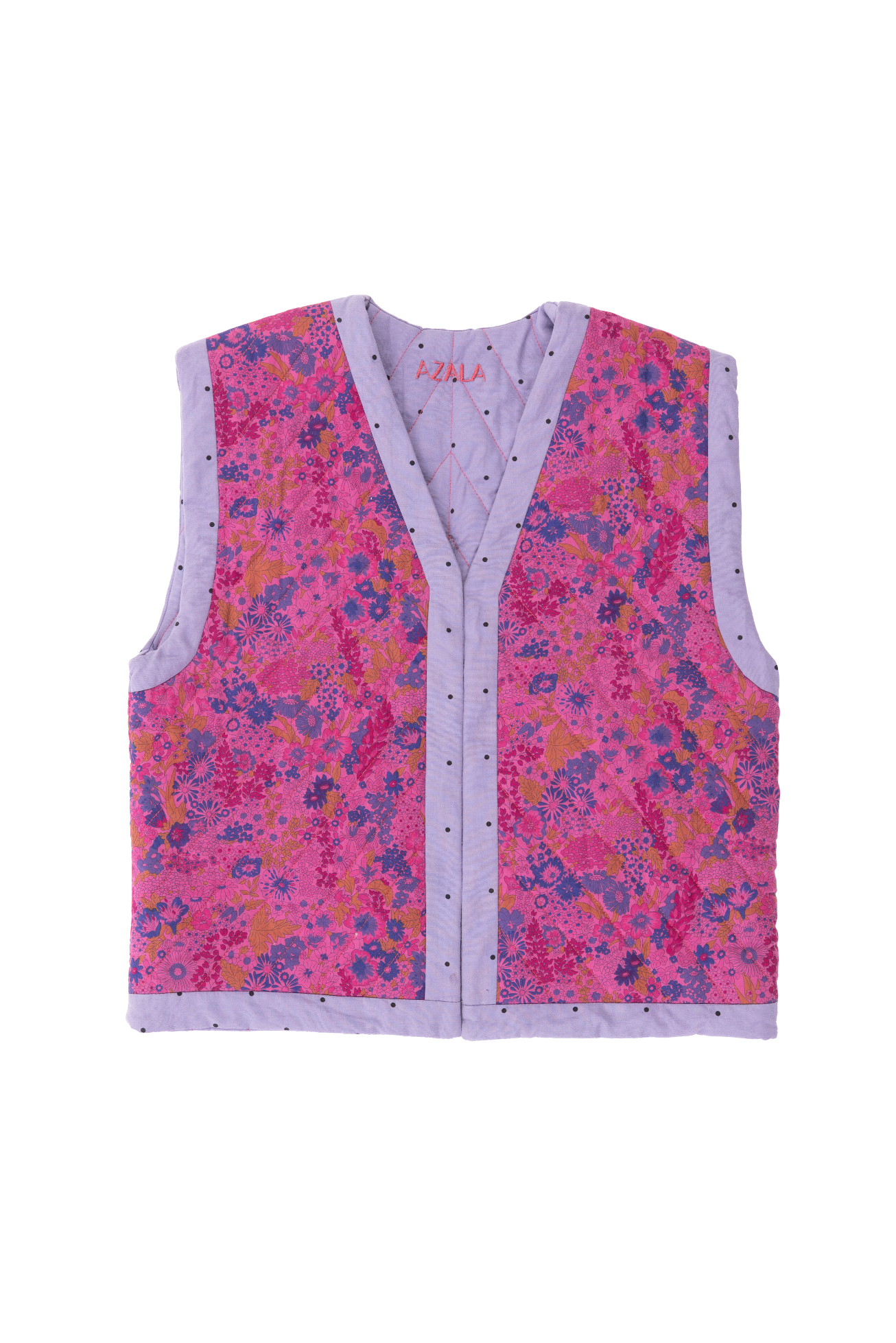 Reversible Quilted Kids Vest - Fuchsia Liberty Fabric