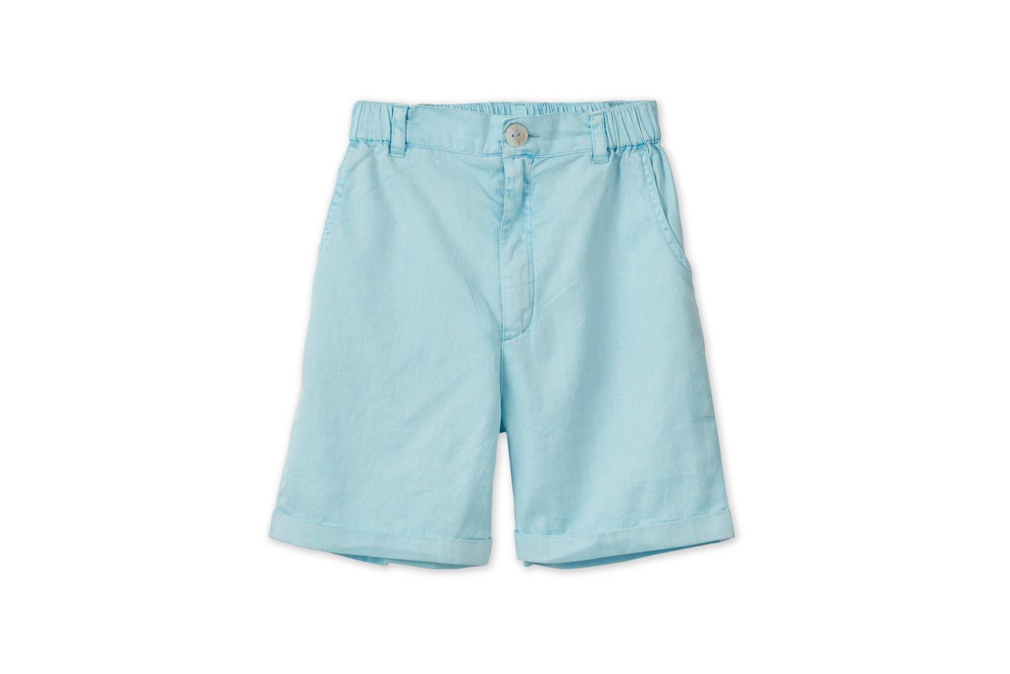 Baby Organic Cotton Woven Bermuda Shorts - Sky Blue
