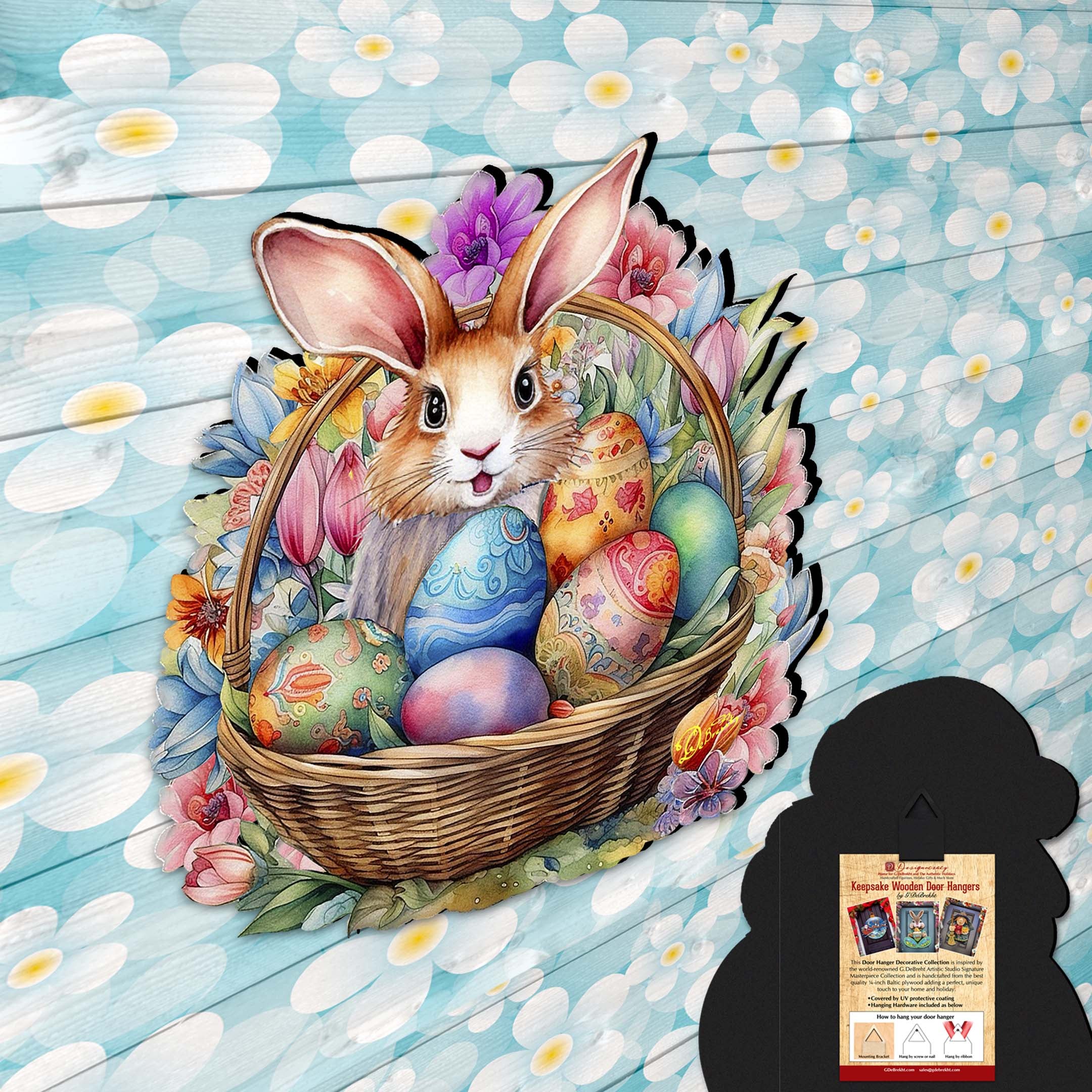 Bunny in a Basket Holiday Door Decor by G. Debrekht - Easter Spring Decor - 8652764H