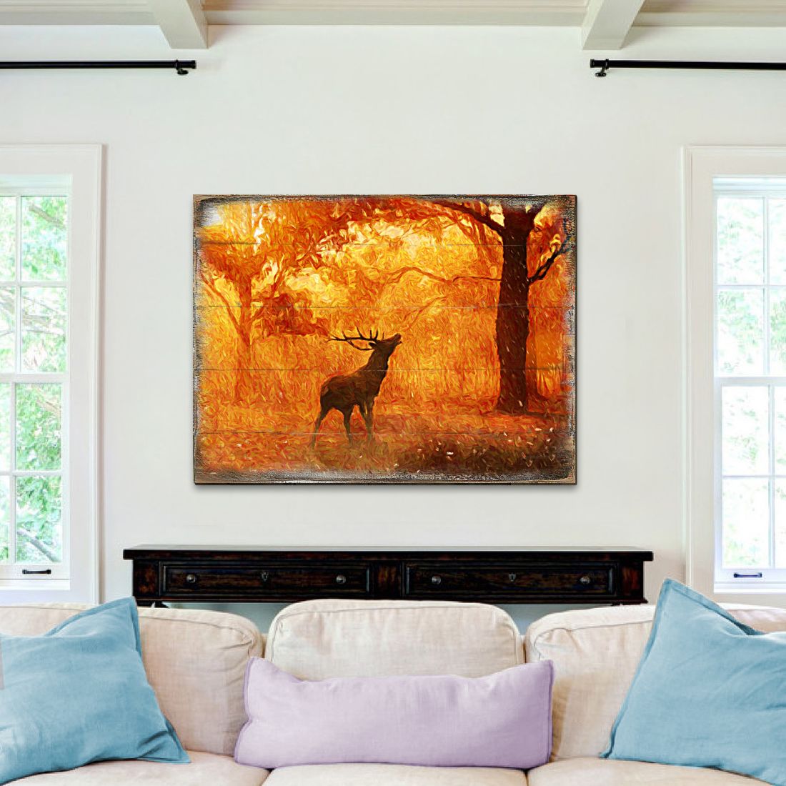 Forest Fire Art Wooden Wall Art by Nature Wonders - Nature Wildlife Decor - 95291B