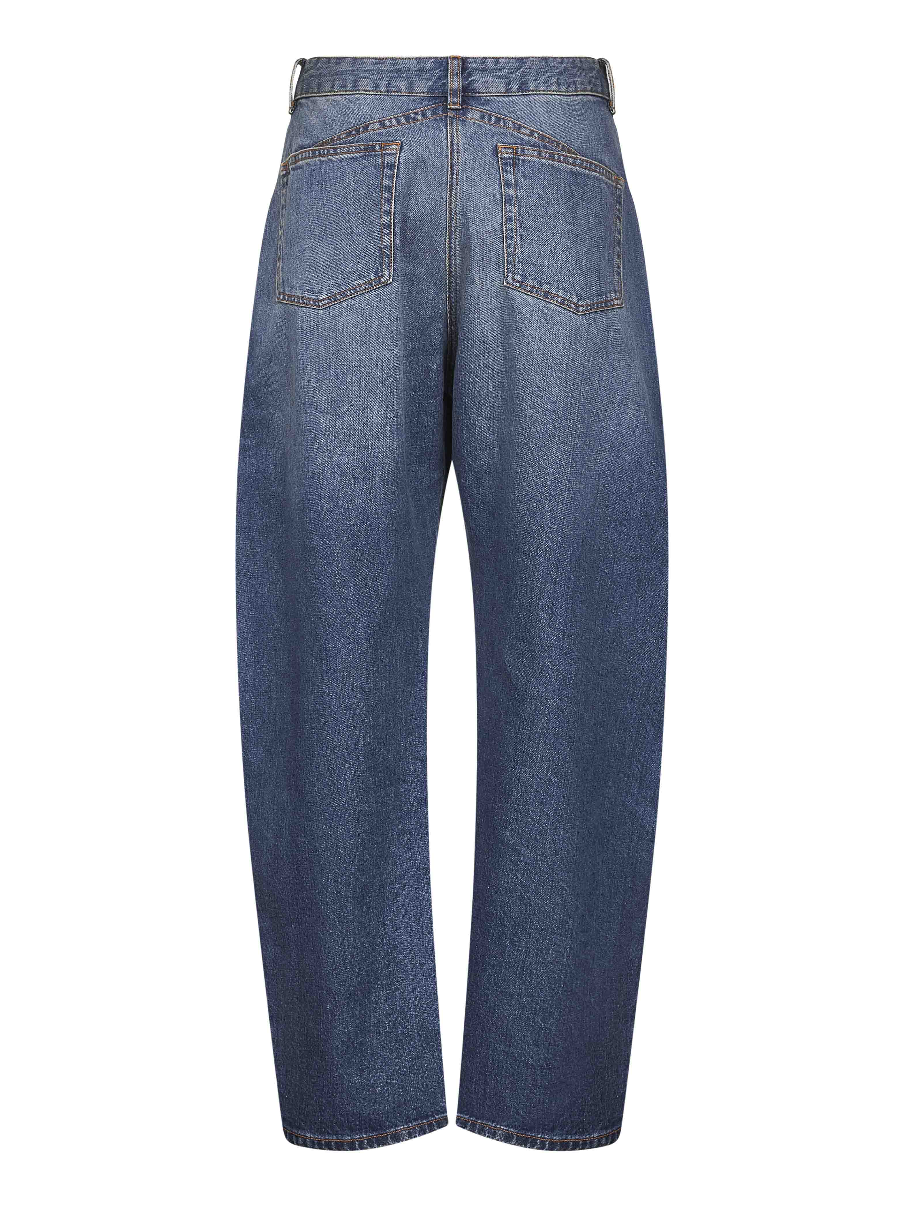 Alaïa Women Blue Deep Stone Denim Round Jeans