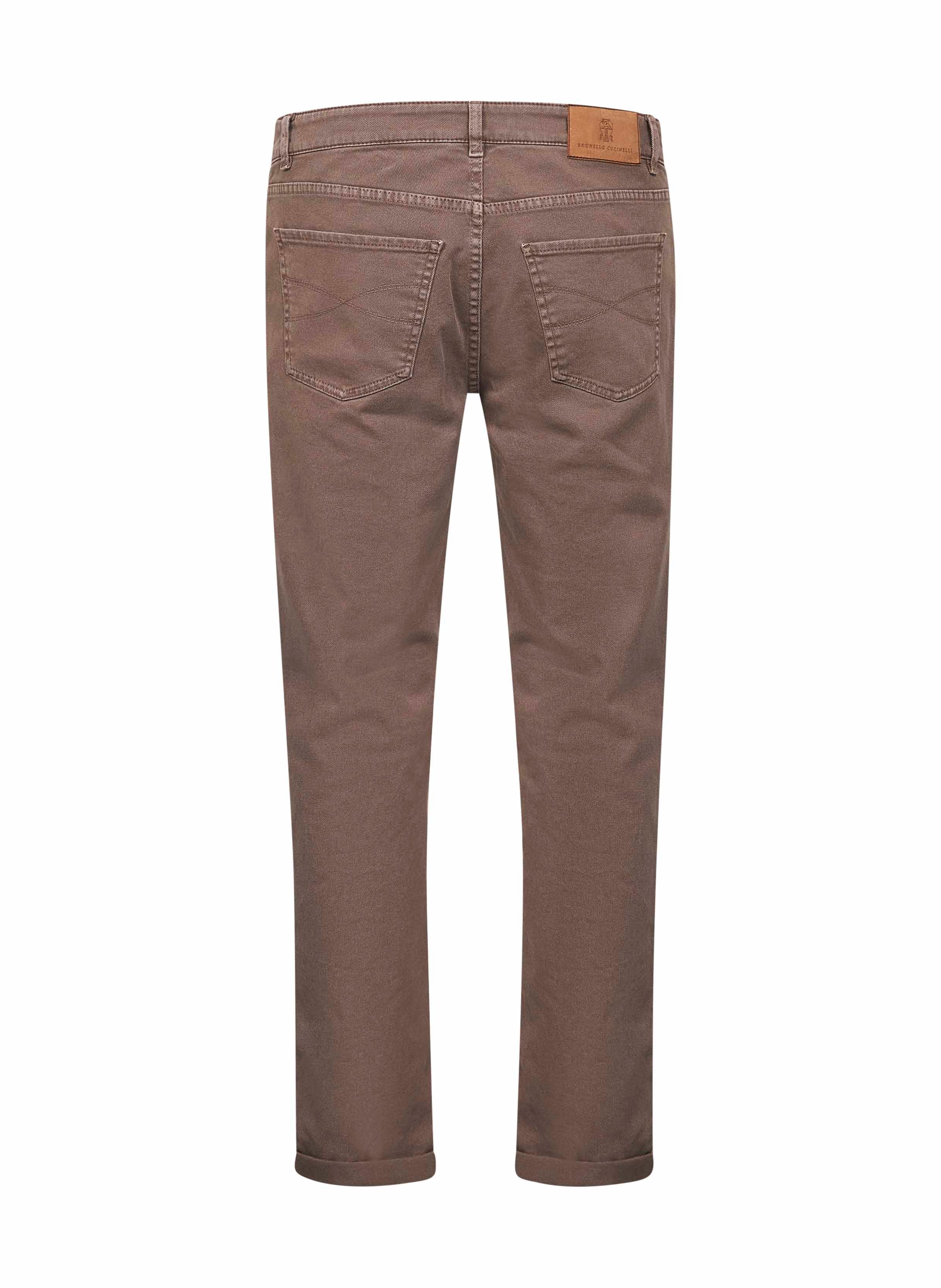 Brunello Cucinelli Men Taupe Garment-Dyed Denim Traditional Fit Jeans