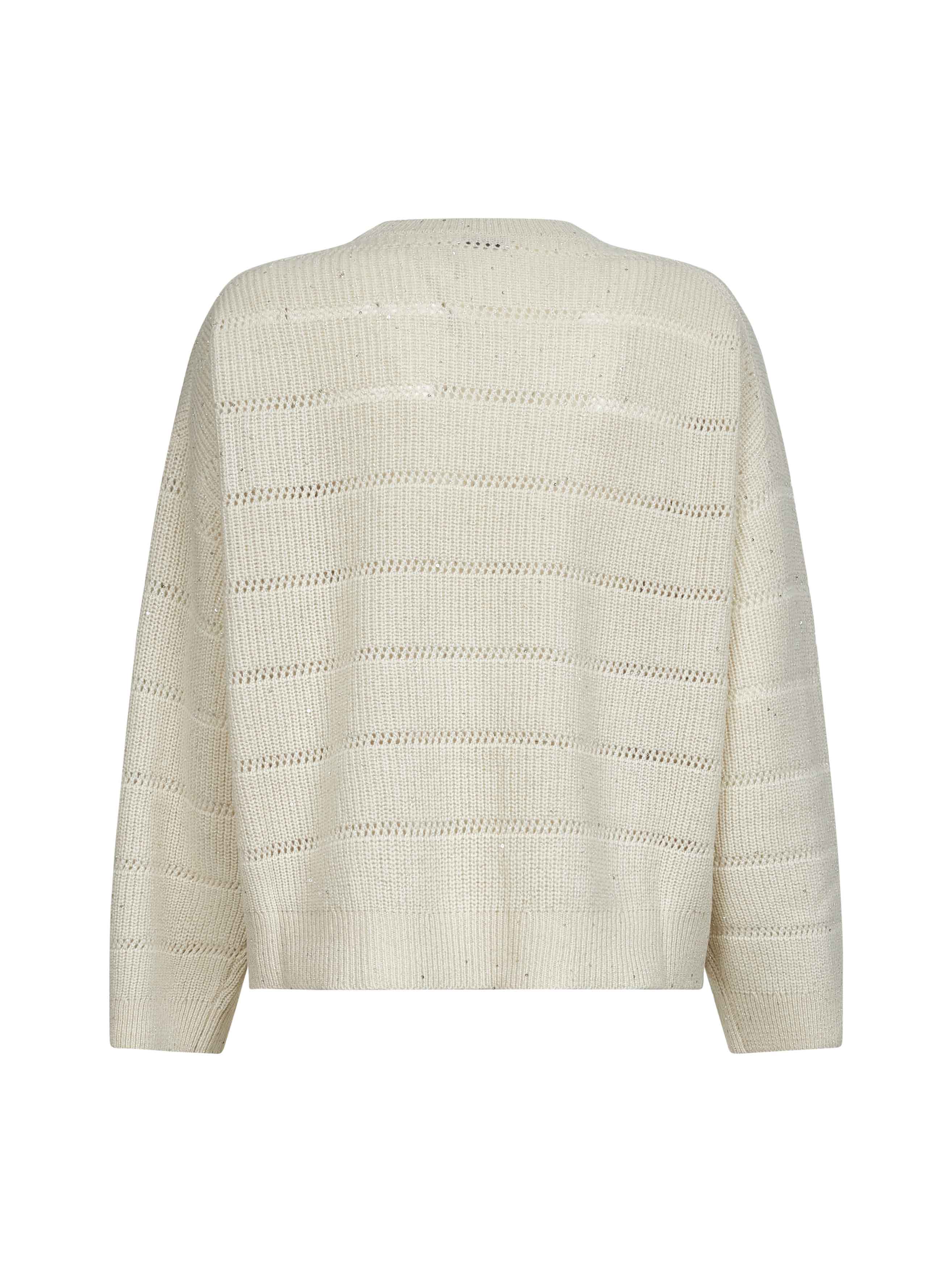Brunello Cucinelli Women Ivory Diamond Cashmere And Wool Sweater