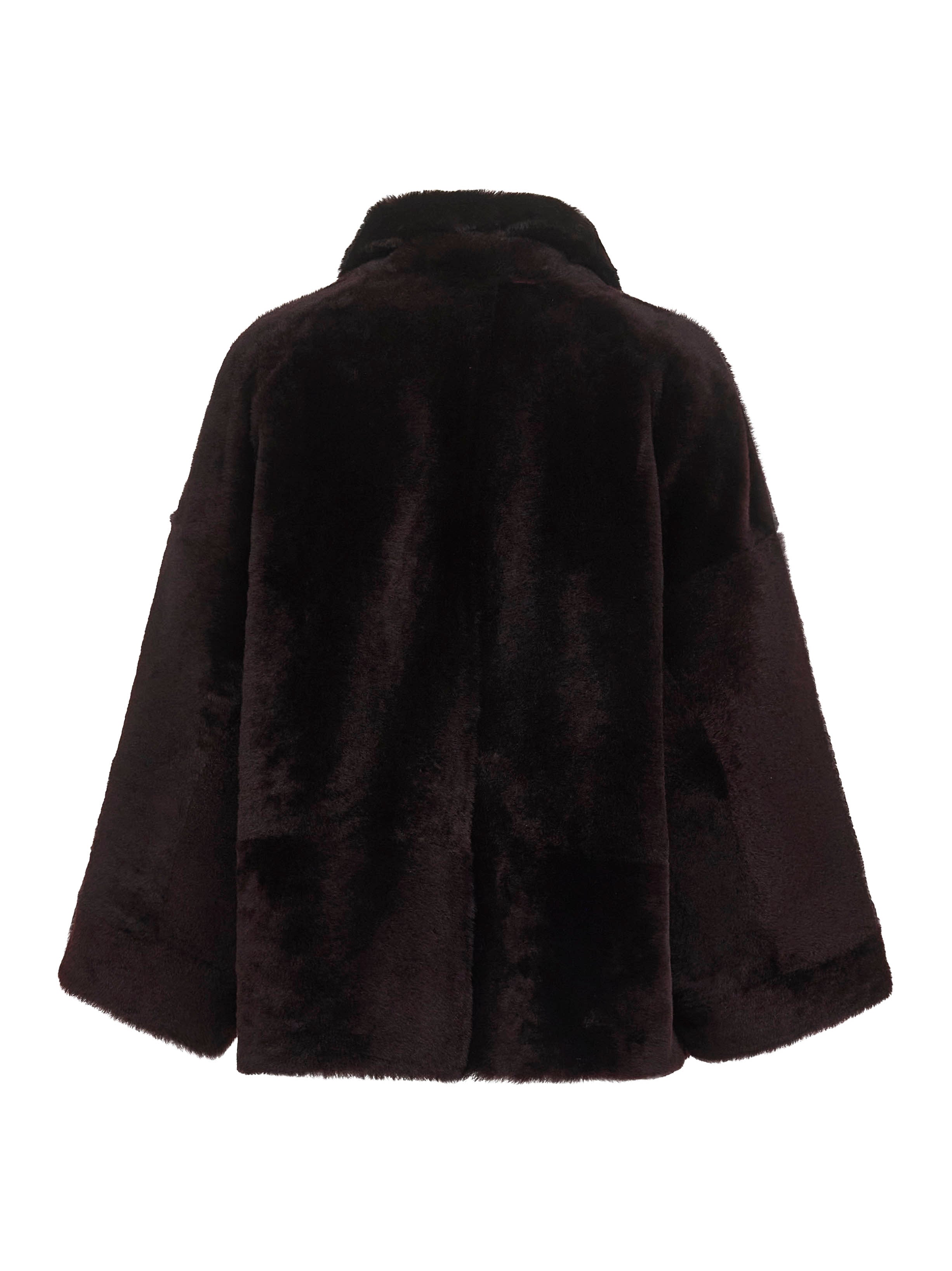 Brunello Cucinelli Women Burgundy Nappa Leather And Fur Reversible Caban