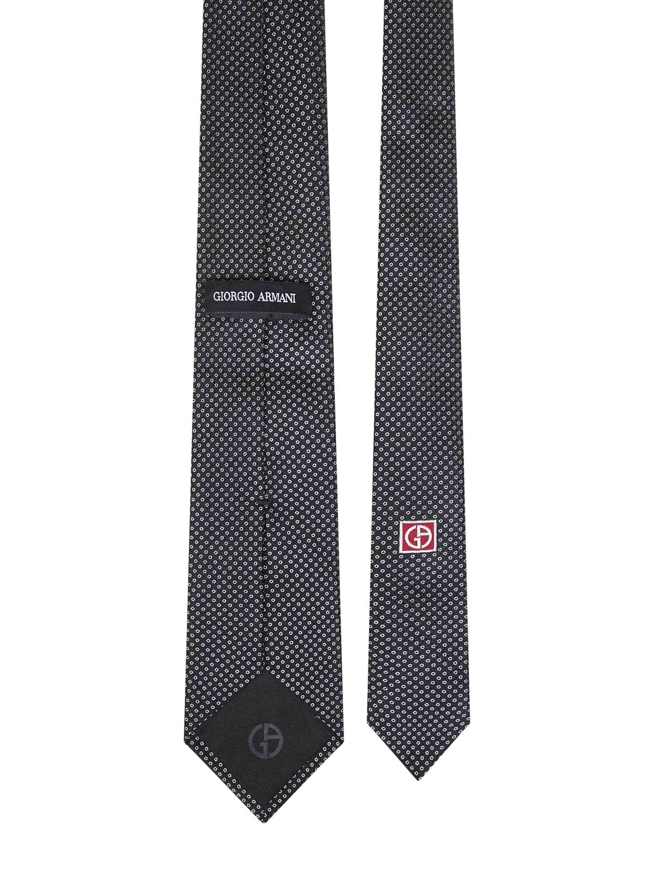 Giorgio Armani Men Black Micro-Pattern Jacquard Silk Tie