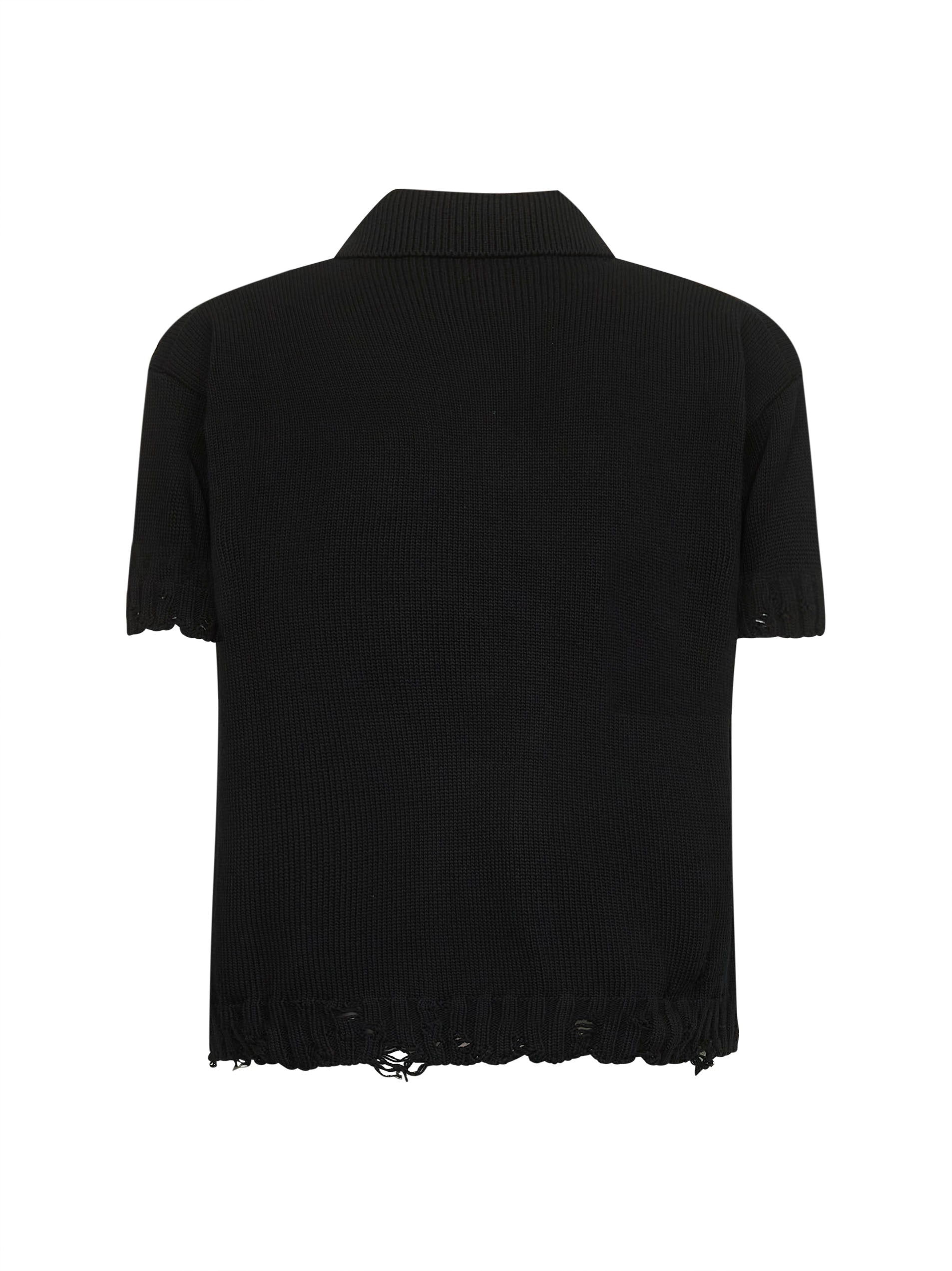 Marni Men Black Cotton Knit Polo Shirt