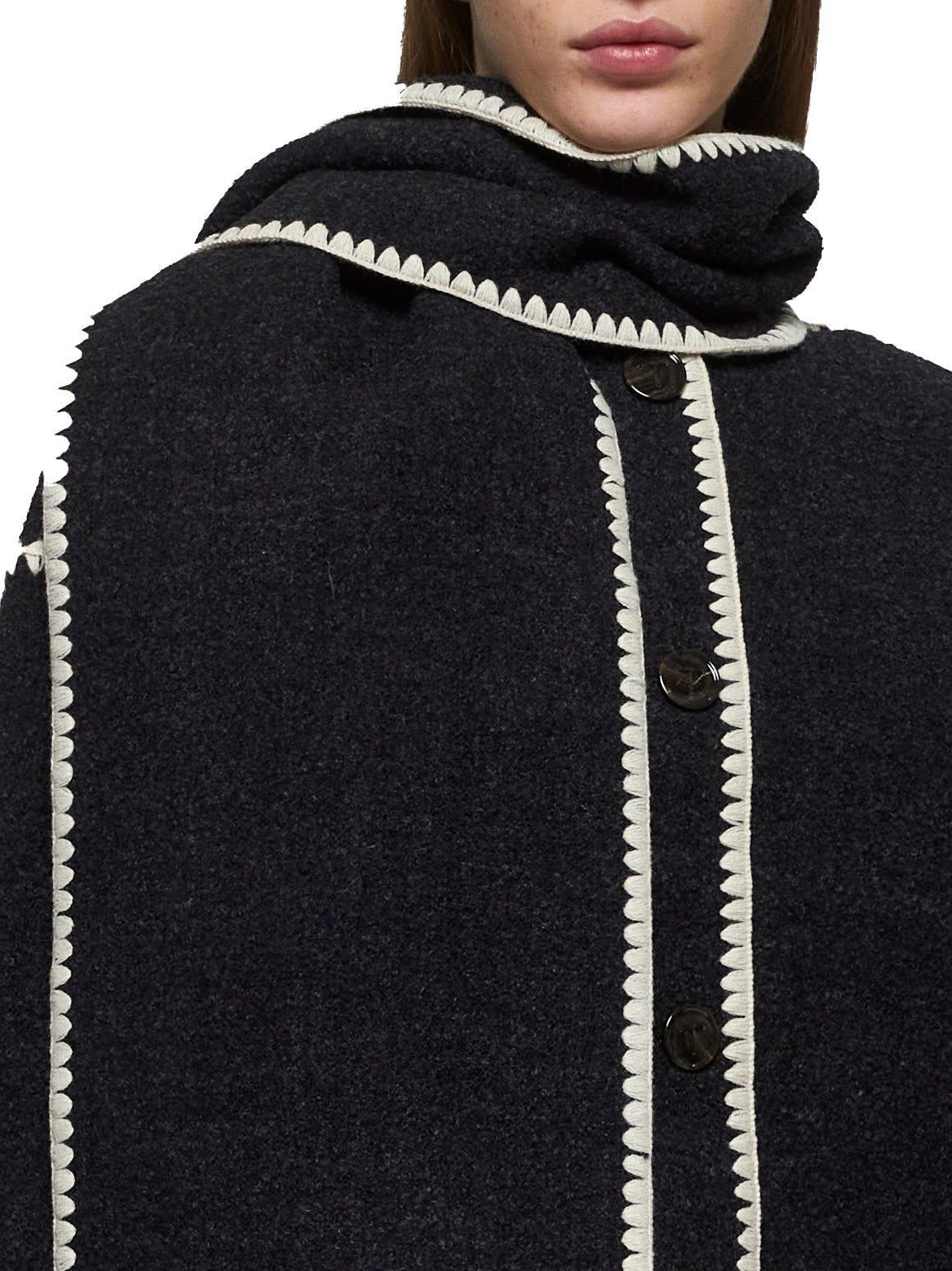 Toteme Women Grey Felt Embroidered Scarf Jacket