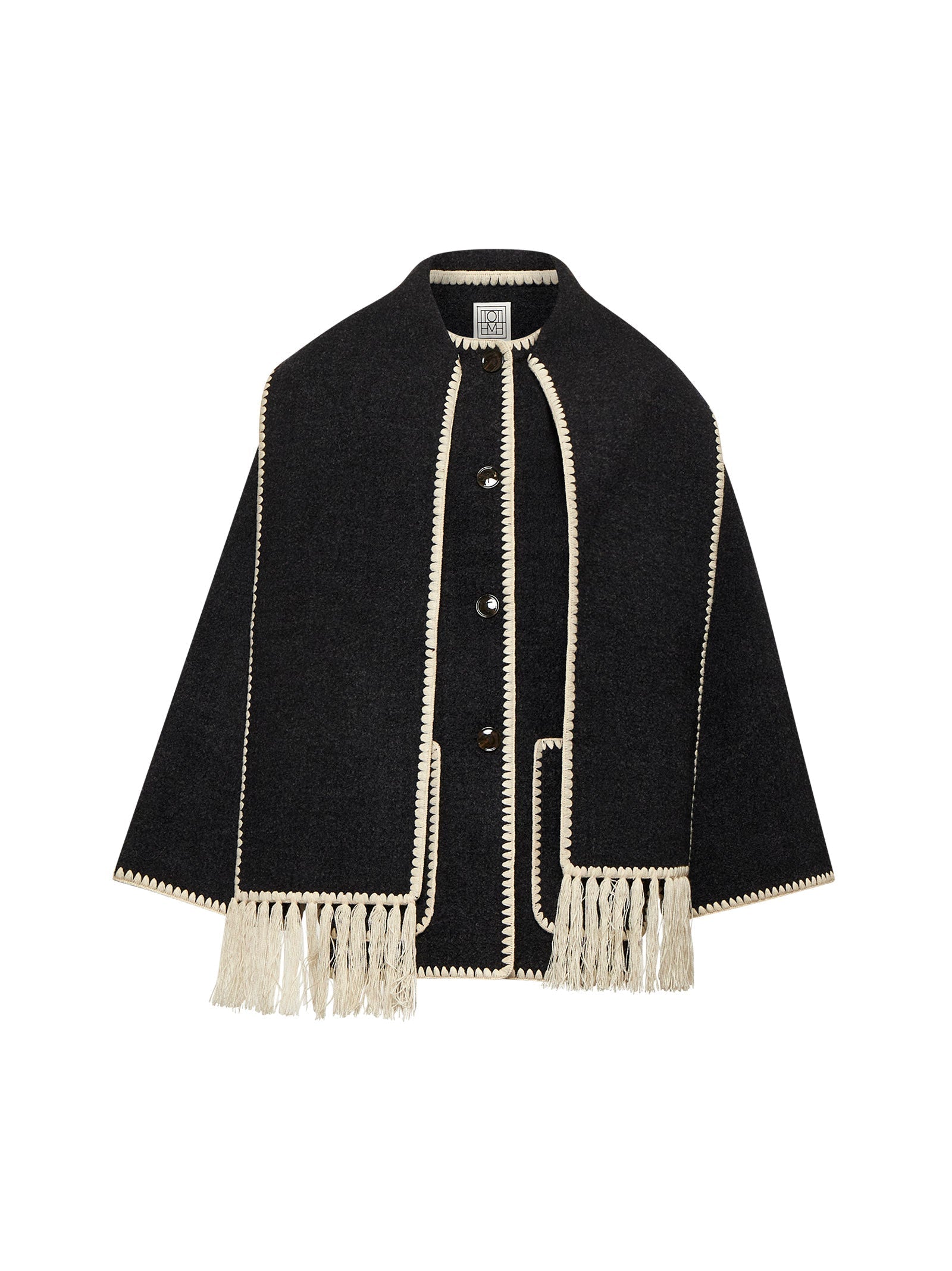 Toteme Women Grey Felt Embroidered Scarf Jacket