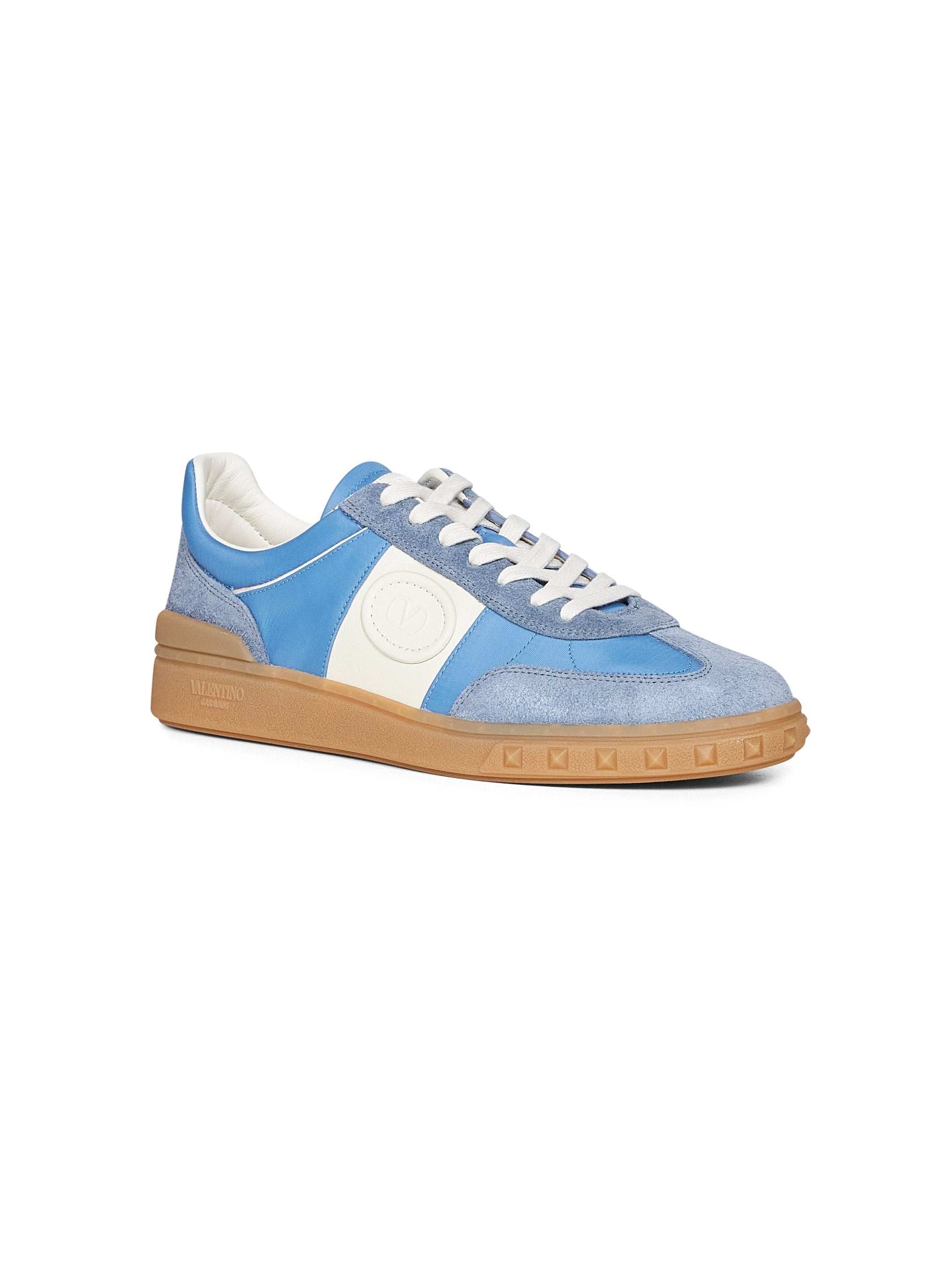 Valentino Garavani Men Light Blue Suede And Nylon Upvillage Sneakers