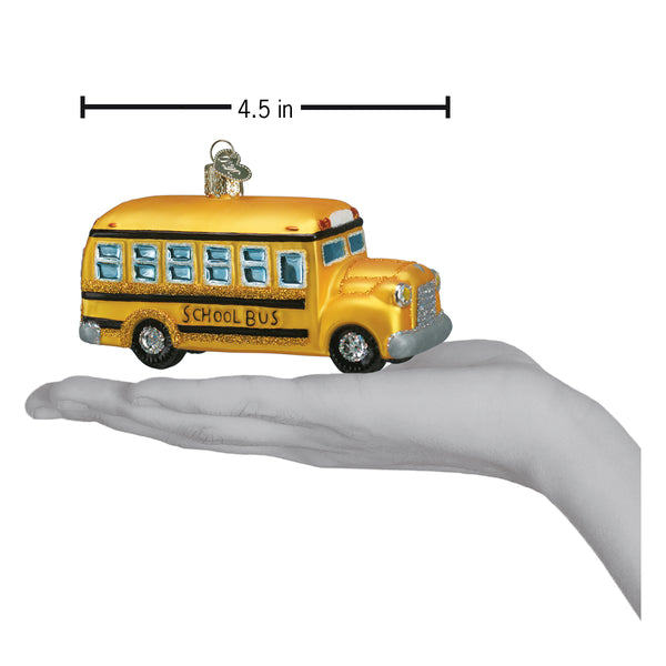 School Bus Glass Ornament