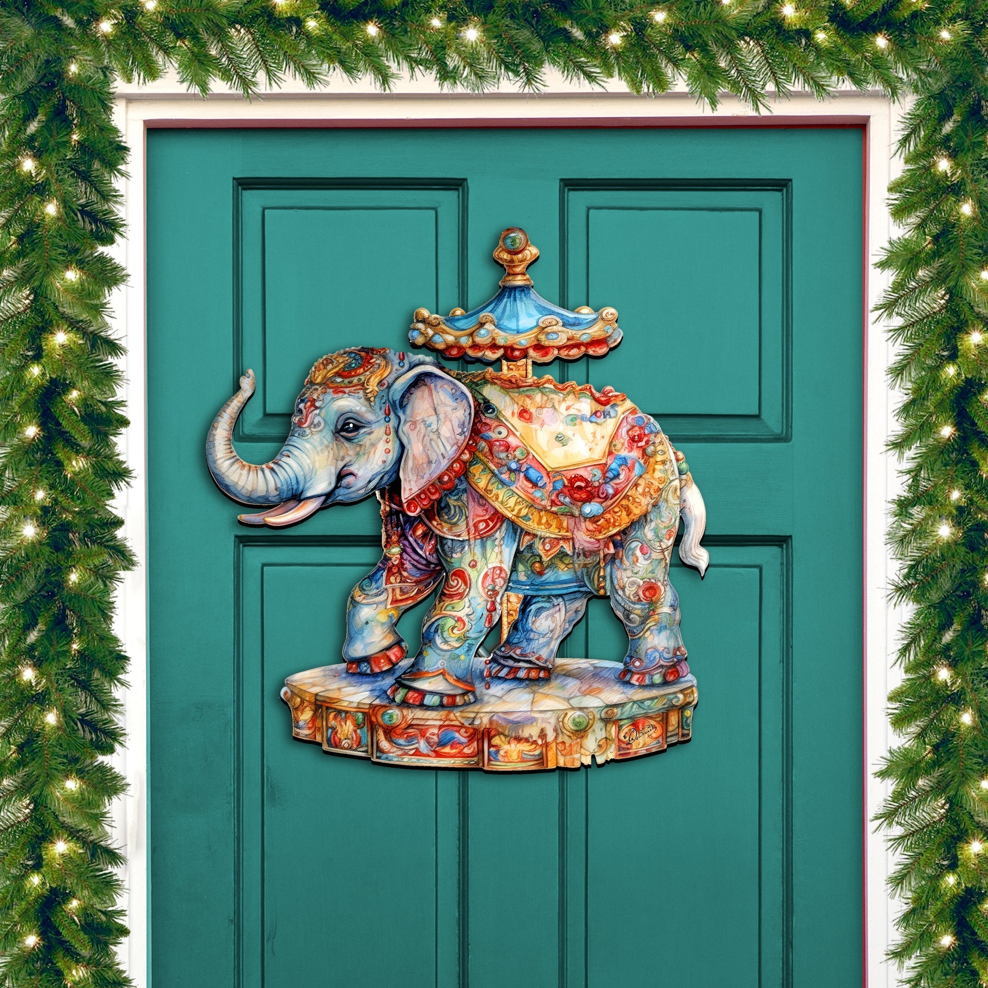 Carousel Elefant Holiday Door Decor by G. Debrekht - Christmas Decor - 8611029H