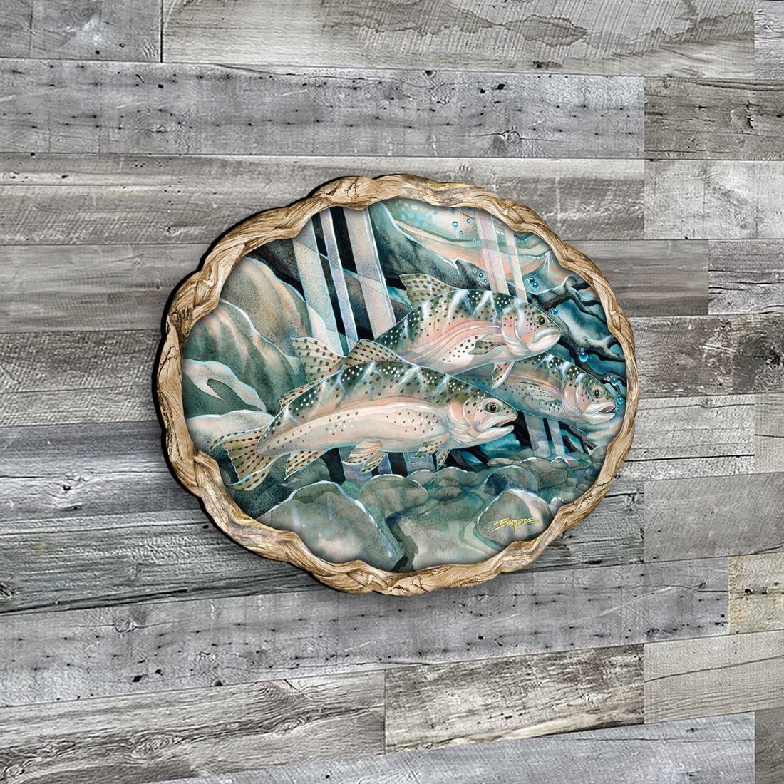 Catch the Rainbow Trout Wildlife Wall Art - J. Bergsma - Wildlife Holiday Decor - 8591674W-JB