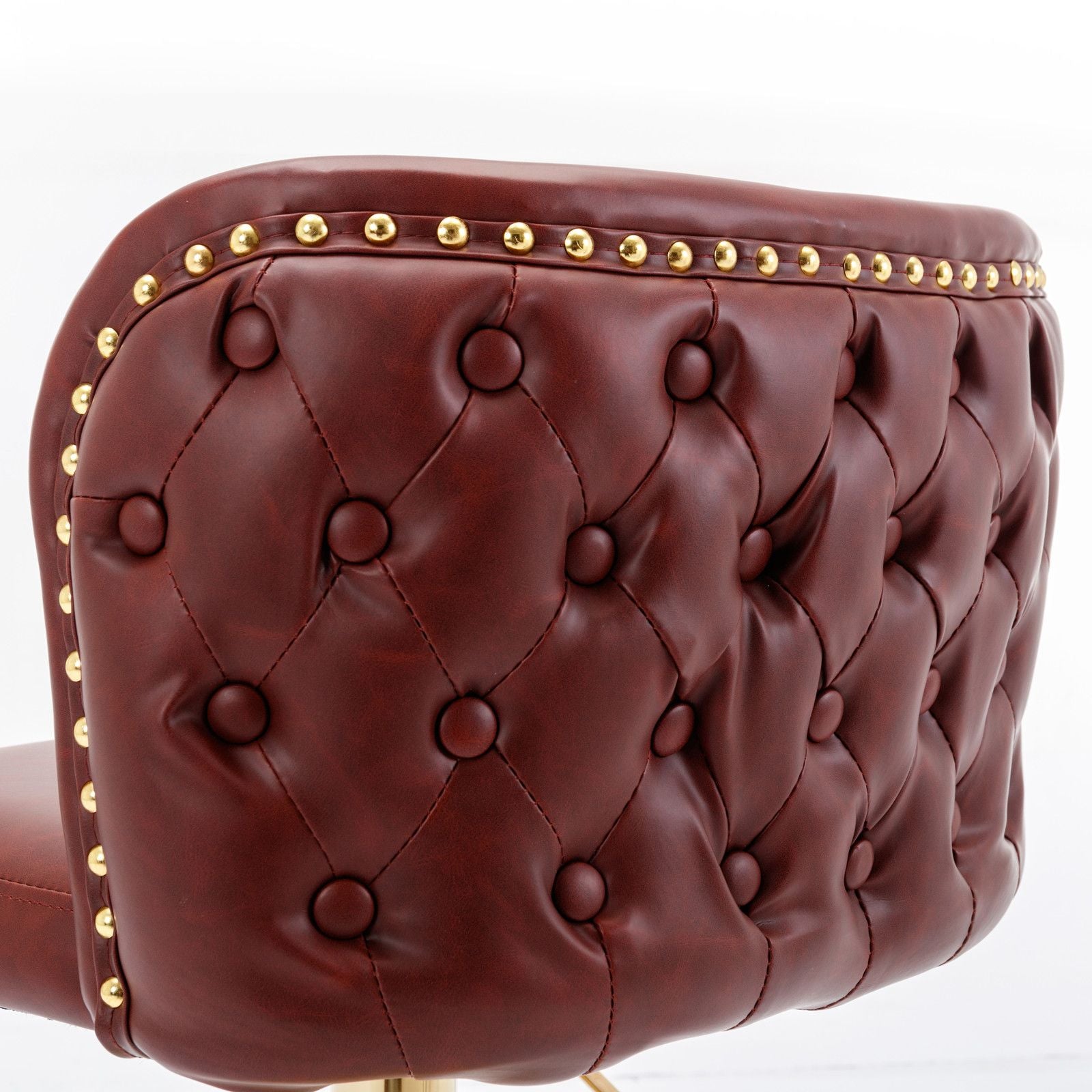 A&A Furniture,Swivel Barstools Adjusatble Seat Height, Modern PU Upholstered Bar Stools with the whole Back Tufted, for Home Pub and Kitchen Island(Wine Red, Burgundy, Set of 2)