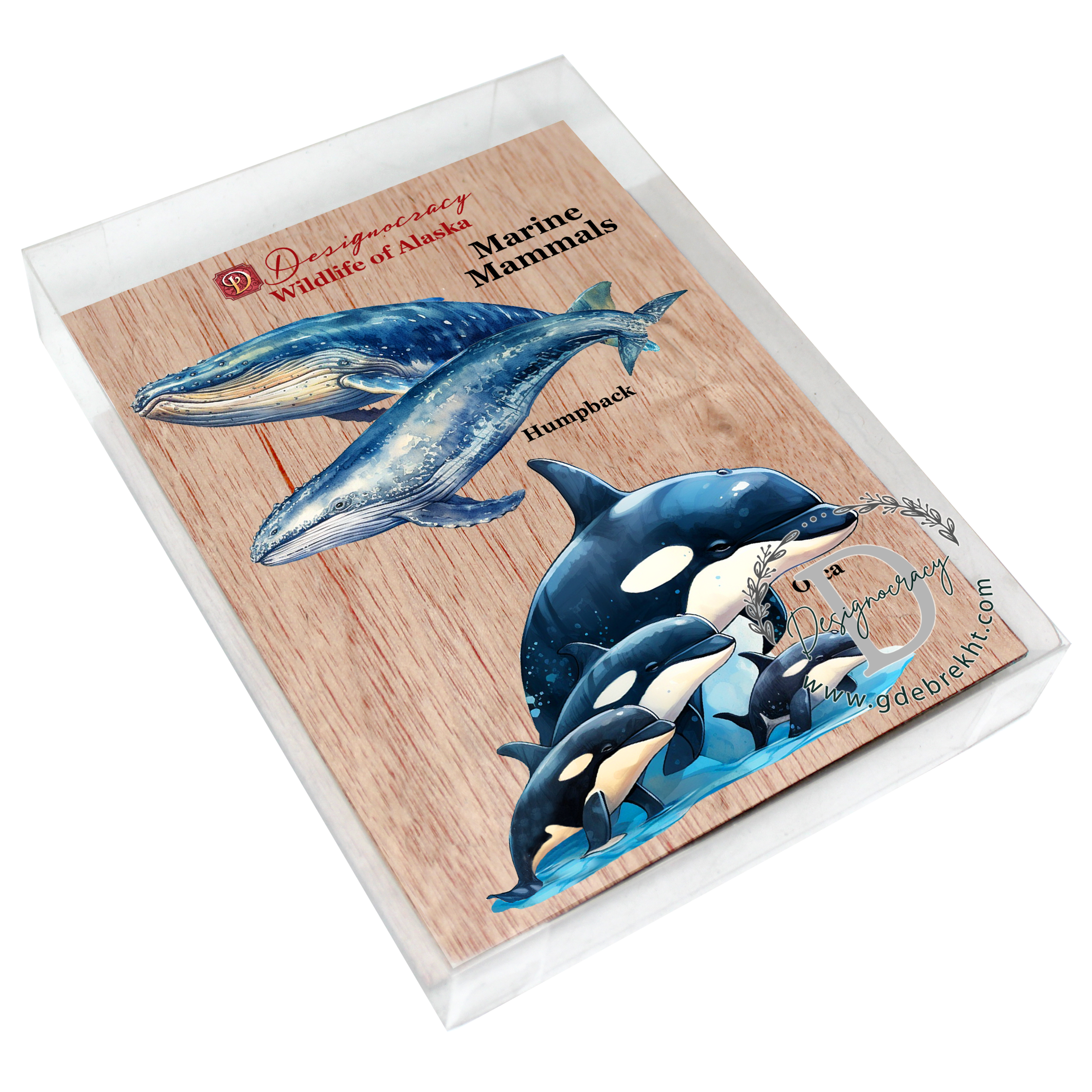 Alaskan Whale and Orca Wooden Ornaments Set of 2 by G. Debrekht - Wildlife Holiday Decor - 8091323S5