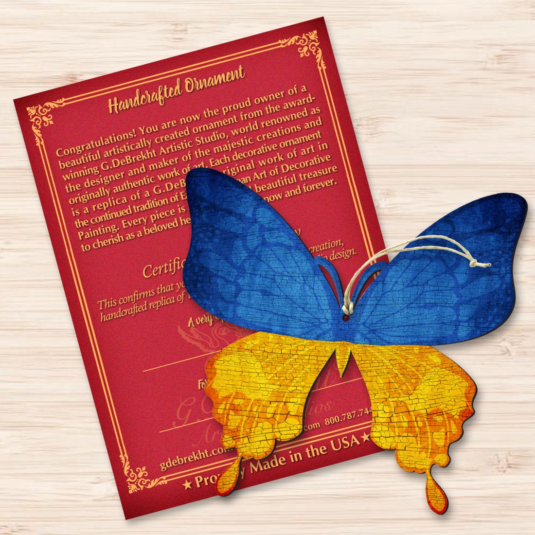 Ukraine Butterfly Wooden Ornaments - International Decor - 8187128