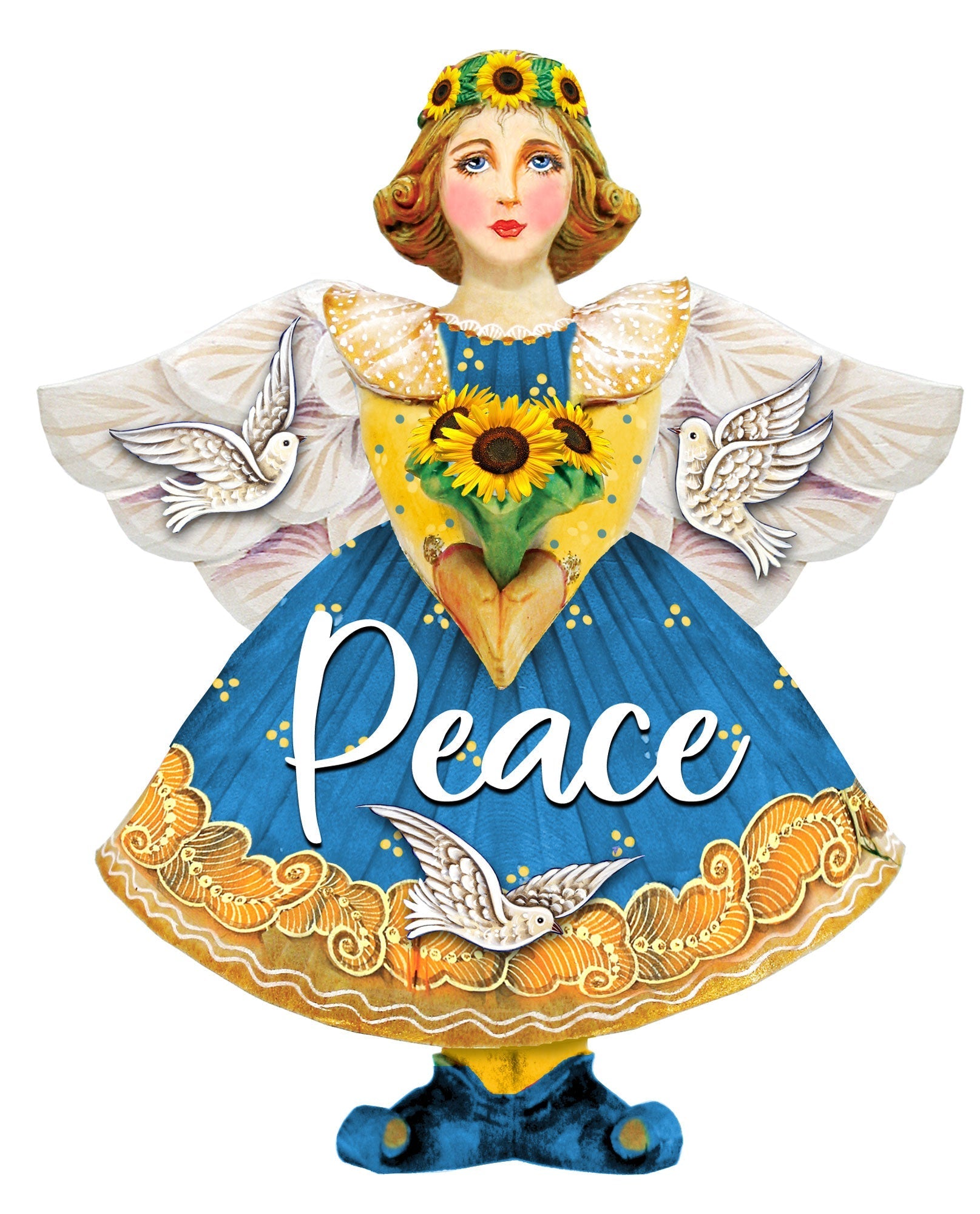 Peace for Ukraine Angel Door Hanger - International Decor - 8157616-3H