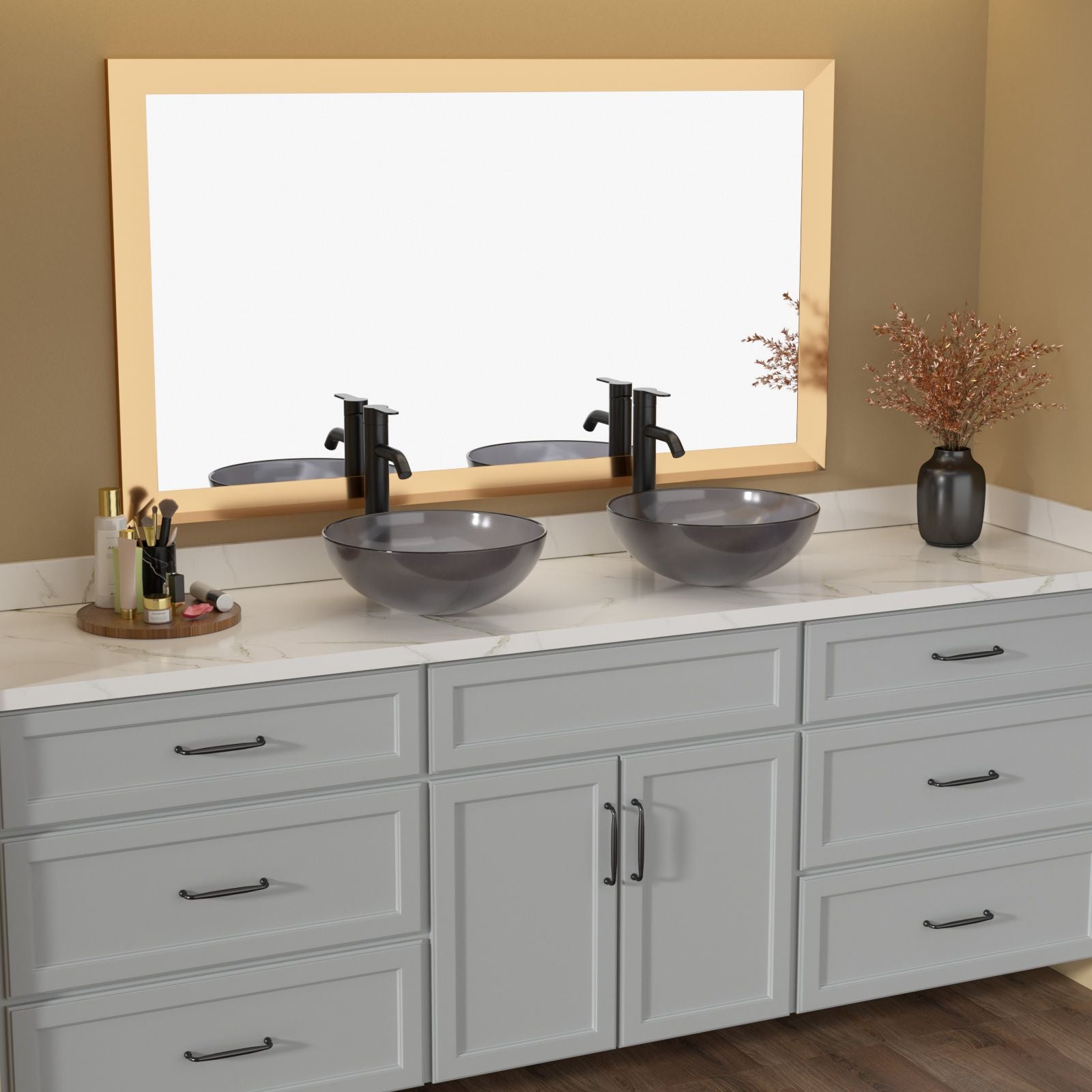 Above Counter Artistic Tempered Glass Bathroom Sink Transparent Counter Top Bathroom Single Bowl Vessel Basin